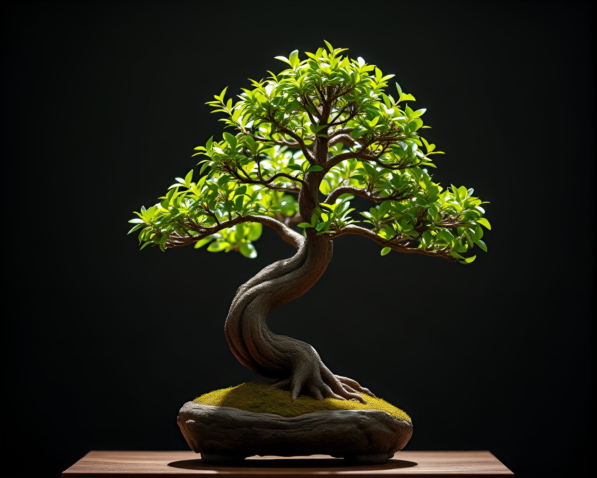 Bonsai Tree Focus Stacking with VHS Distortion – free AI stock image