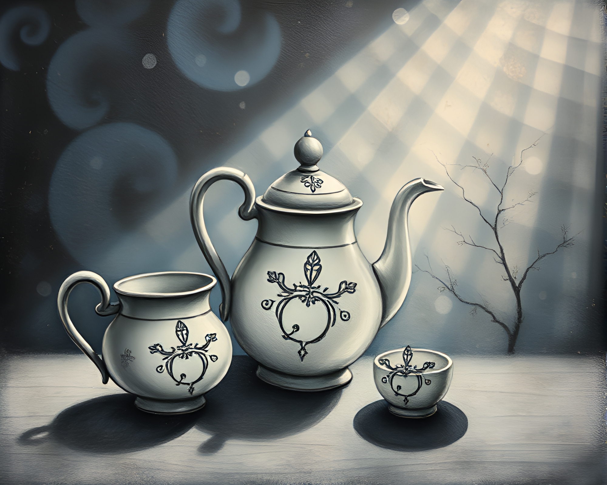 Alice in Wonderland Tea Party with Encaustic Painting – free AI stock image