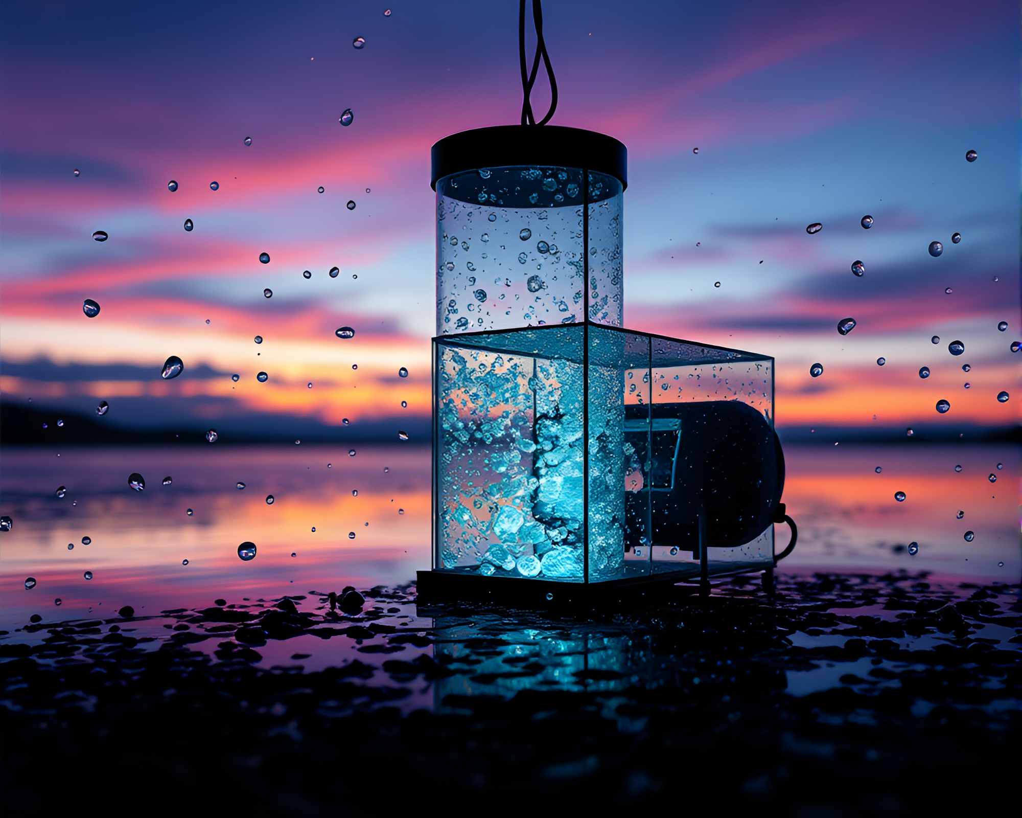 Twilight Quantum Teleportation Device Stencil Art – free AI stock image