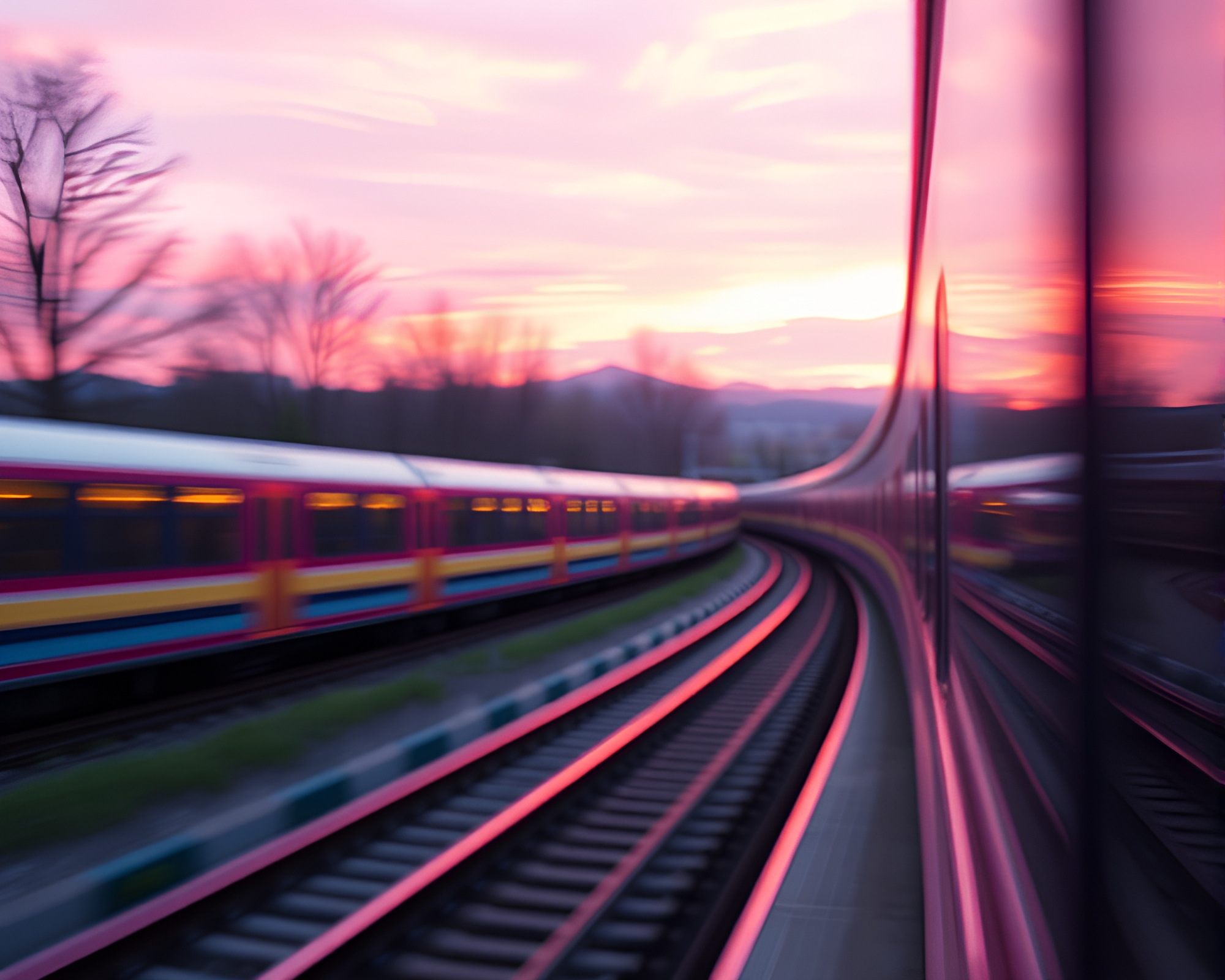 Monorail at Sunrise in Fluid Simulation – free AI stock image
