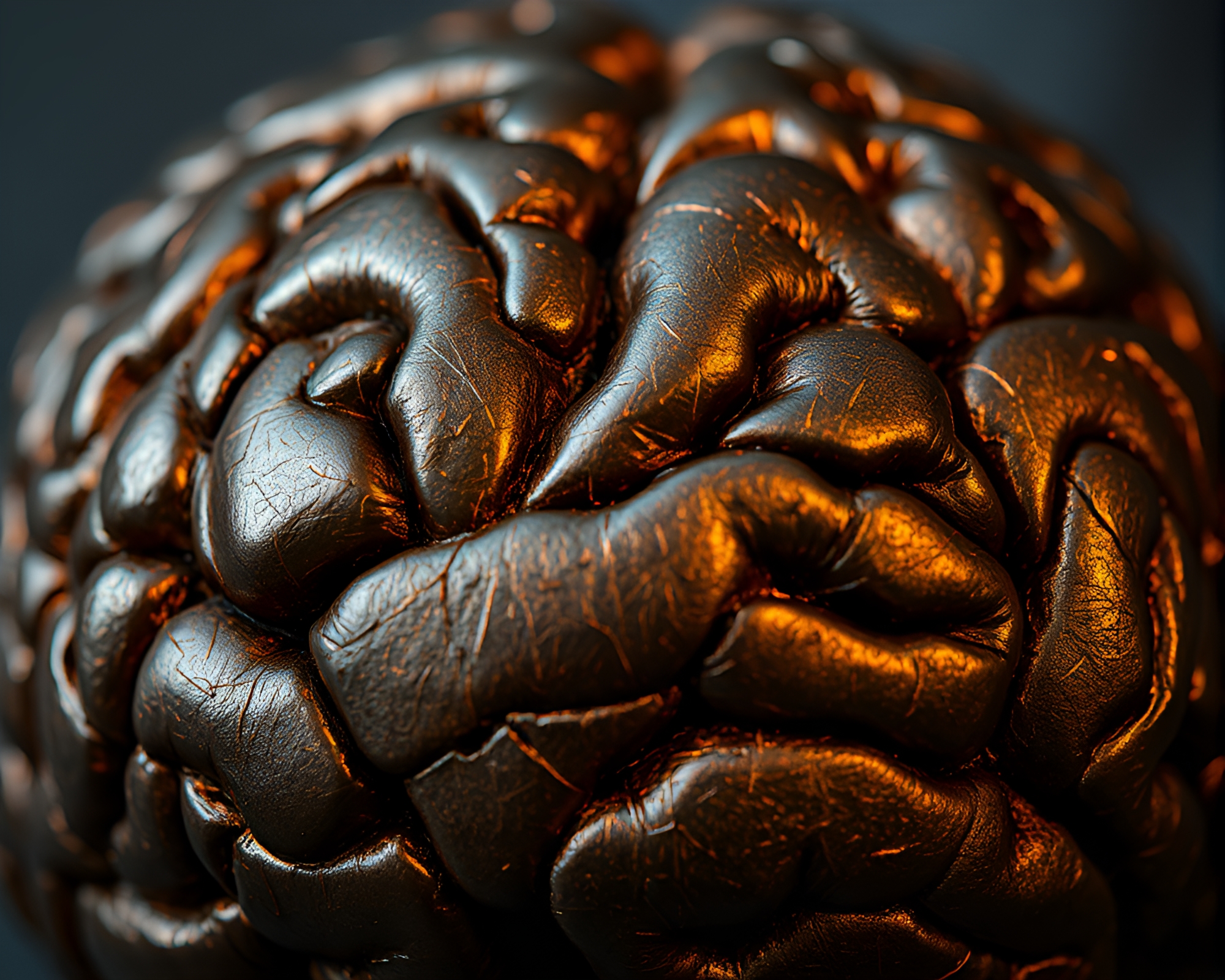 AI Brain in Dark Metallic Composition – free AI stock image