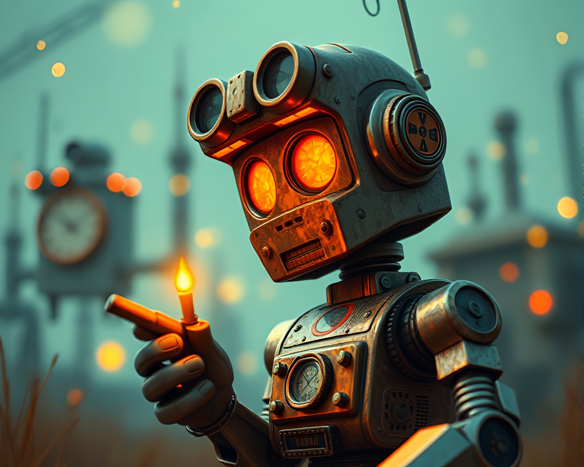 Steampunk Robot in Whimsical Children’s Book Style – free AI stock image