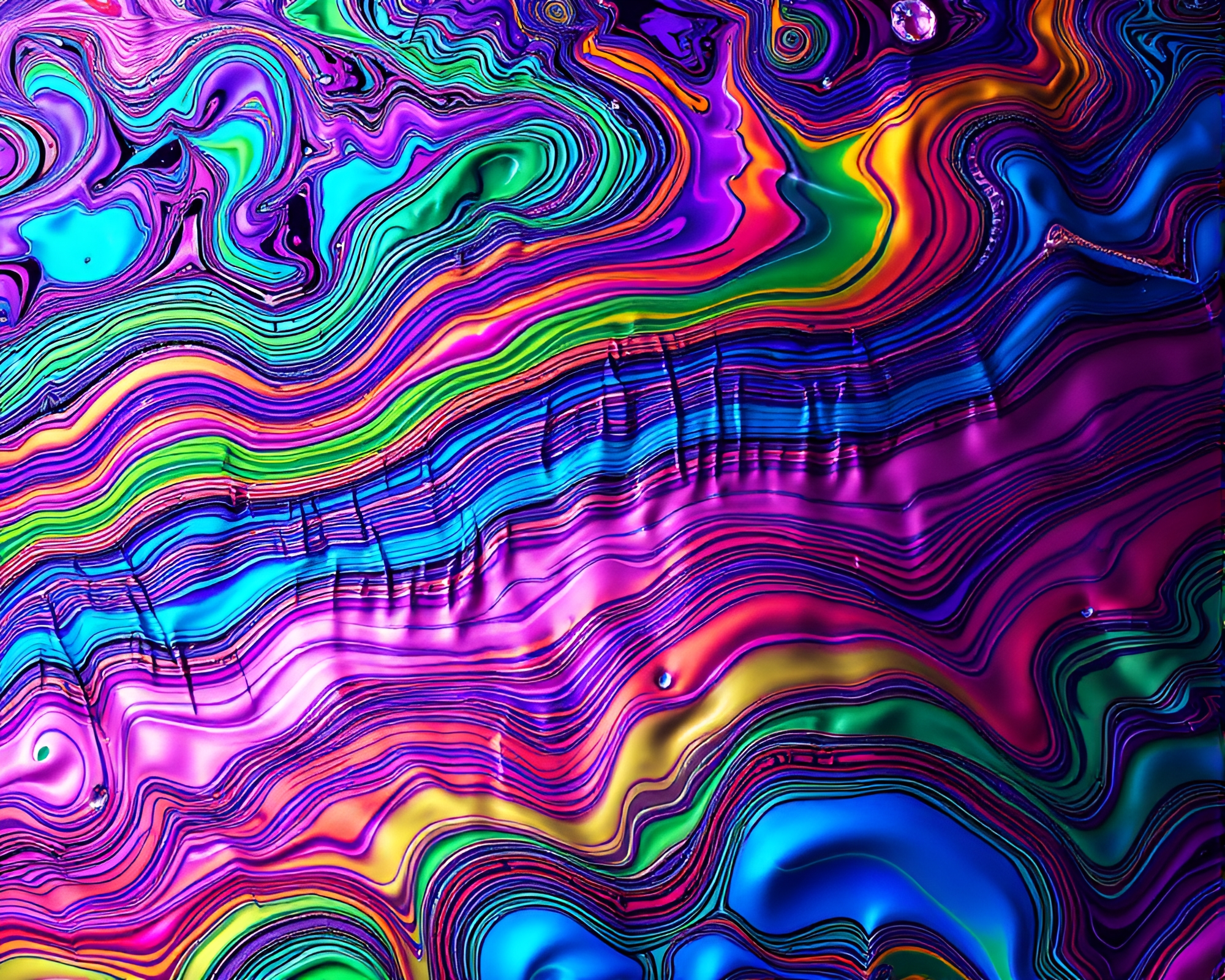 Cybernetic Oasis: Oil Slick Rainbow Kaleidoscope – free AI stock image