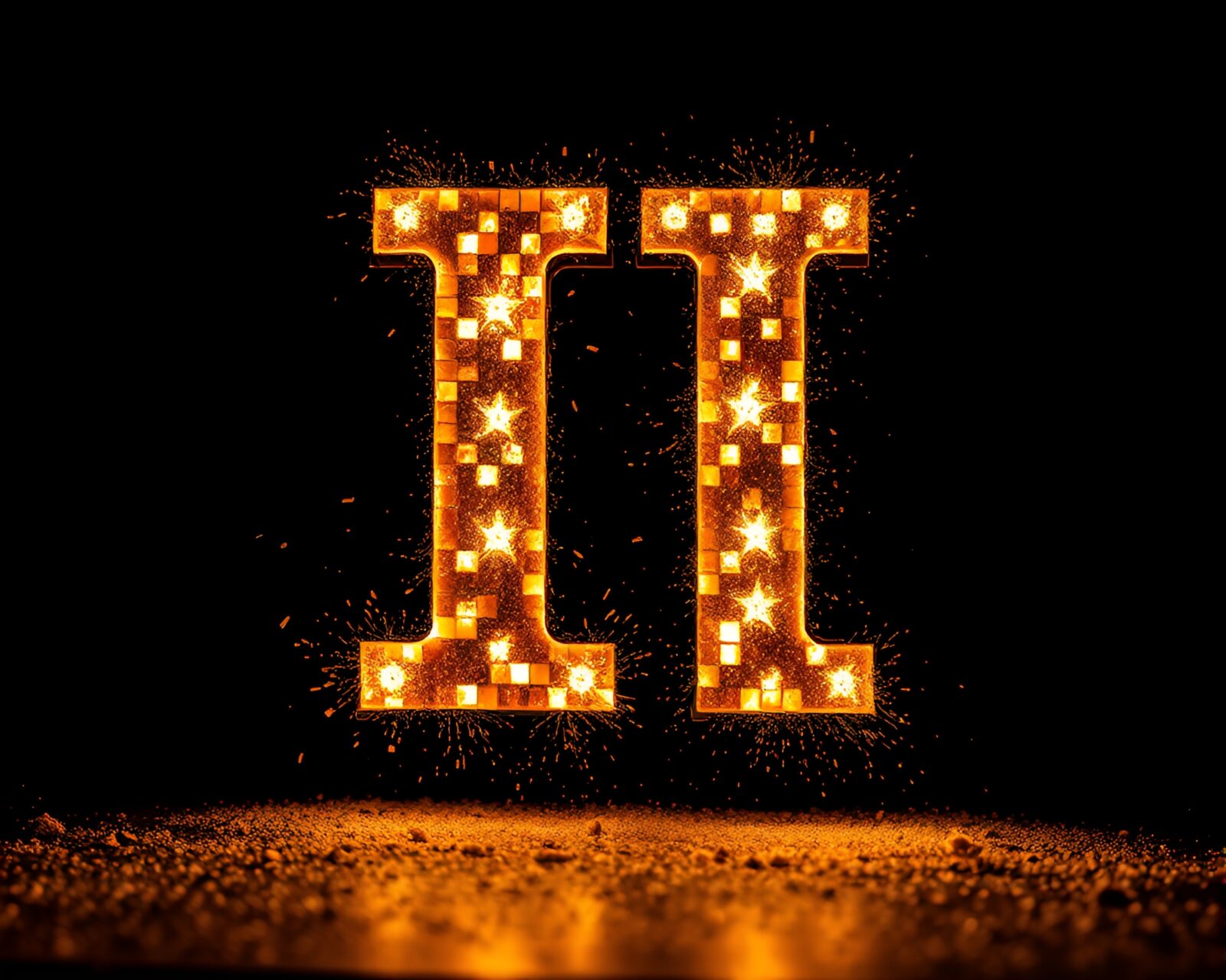A whimsical image of a letter glowing in mosaic light