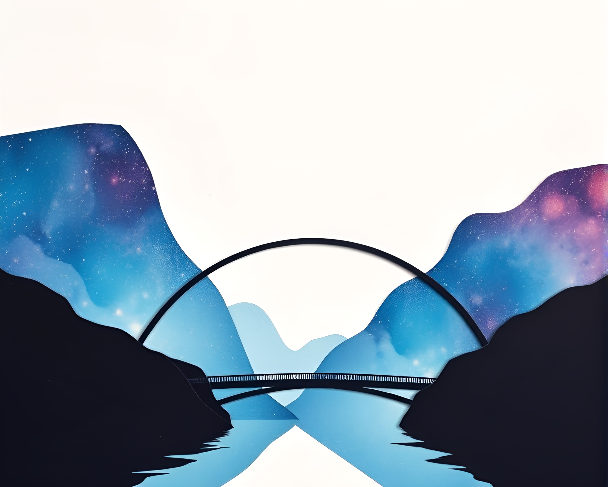 Galaxy Arch Bridge Minimalist Collage – free AI stock image