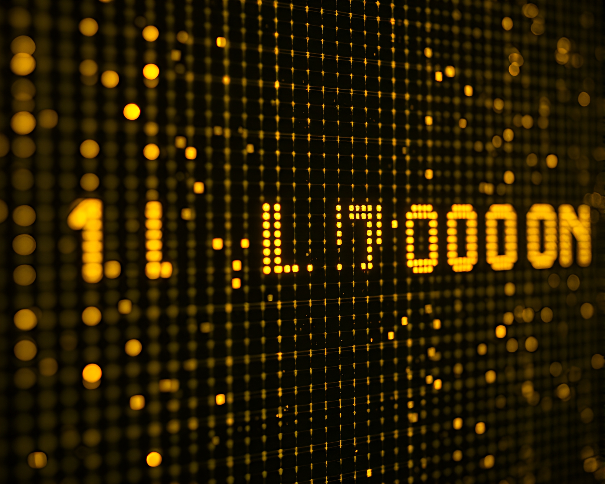 Bronze Morse Code Cinemagraph with LED Pixel Grid – free AI stock image