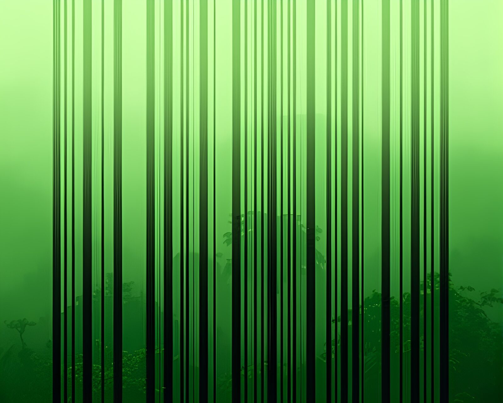 Divisionism art of green rainforest with Morse code telegraph theme