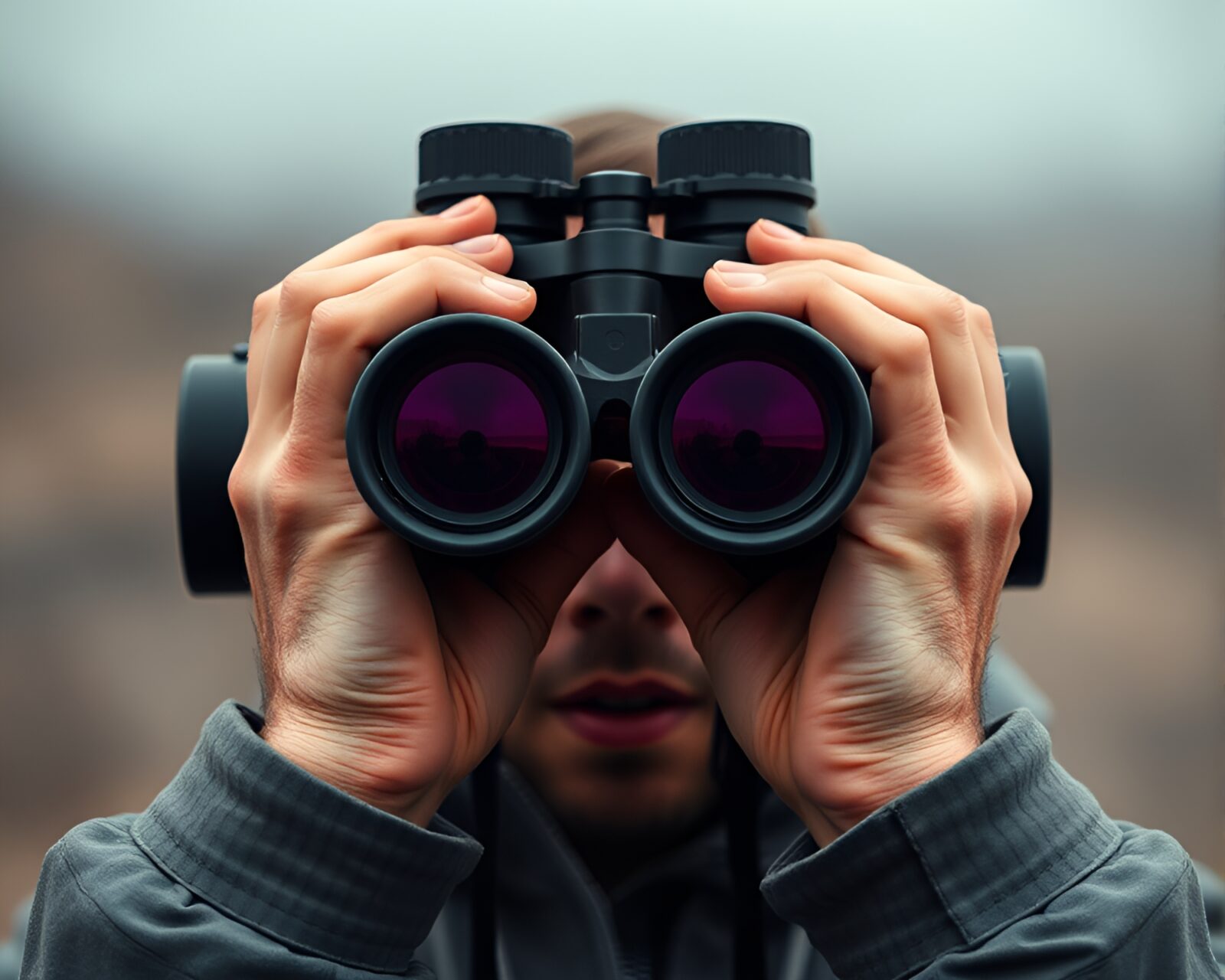 Abstract image of binoculars in deep noir color scheme