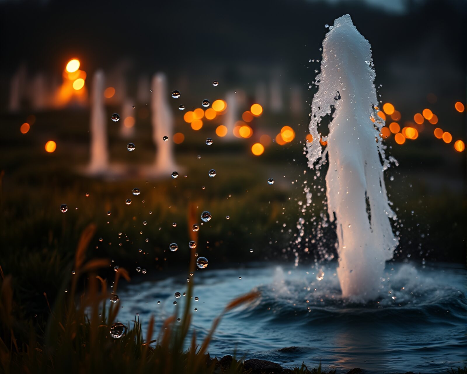 Moody candlelit scene of water droplets in mystical landscape