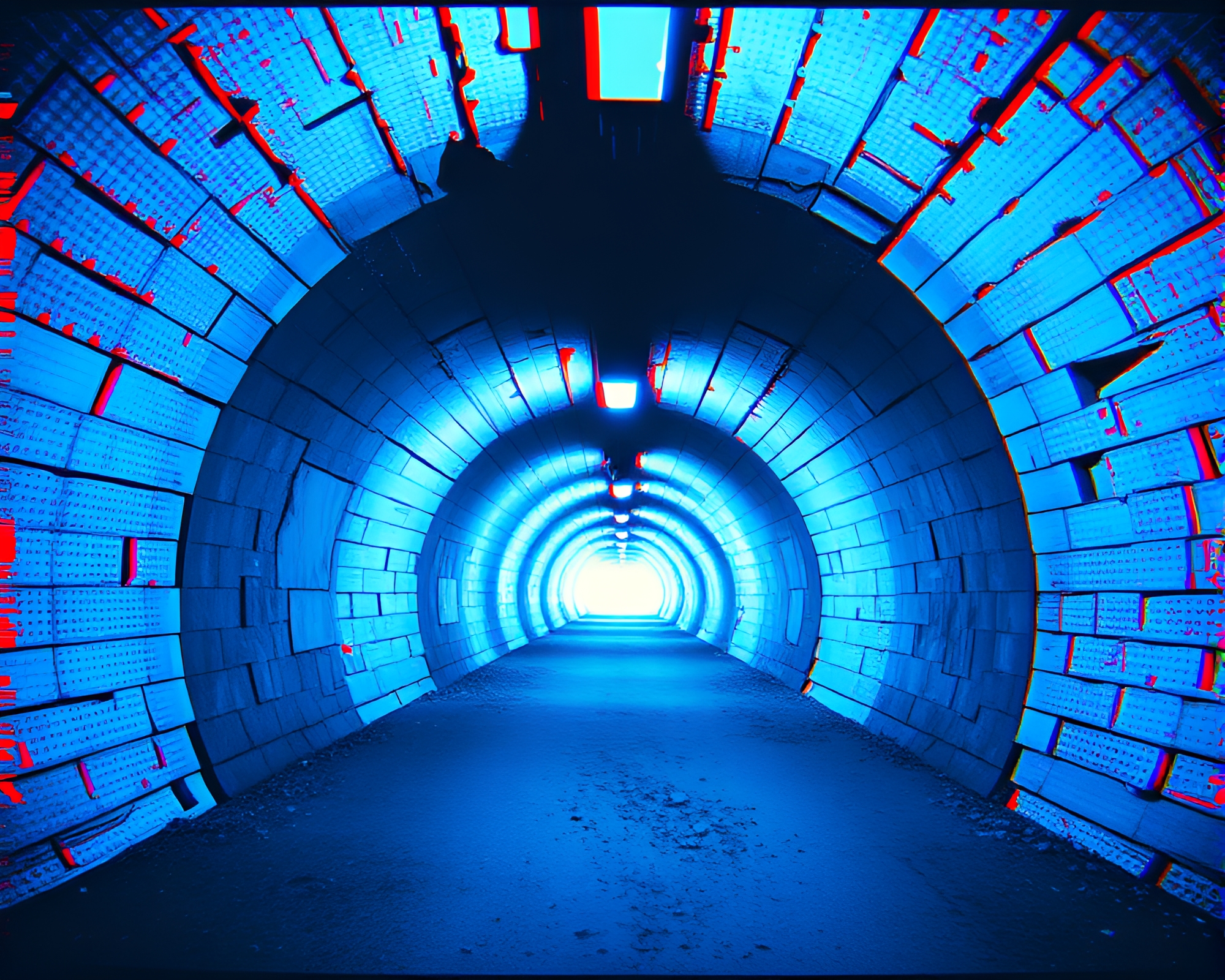 Subterranean 3D Bunker in Blue Dots – free AI stock image