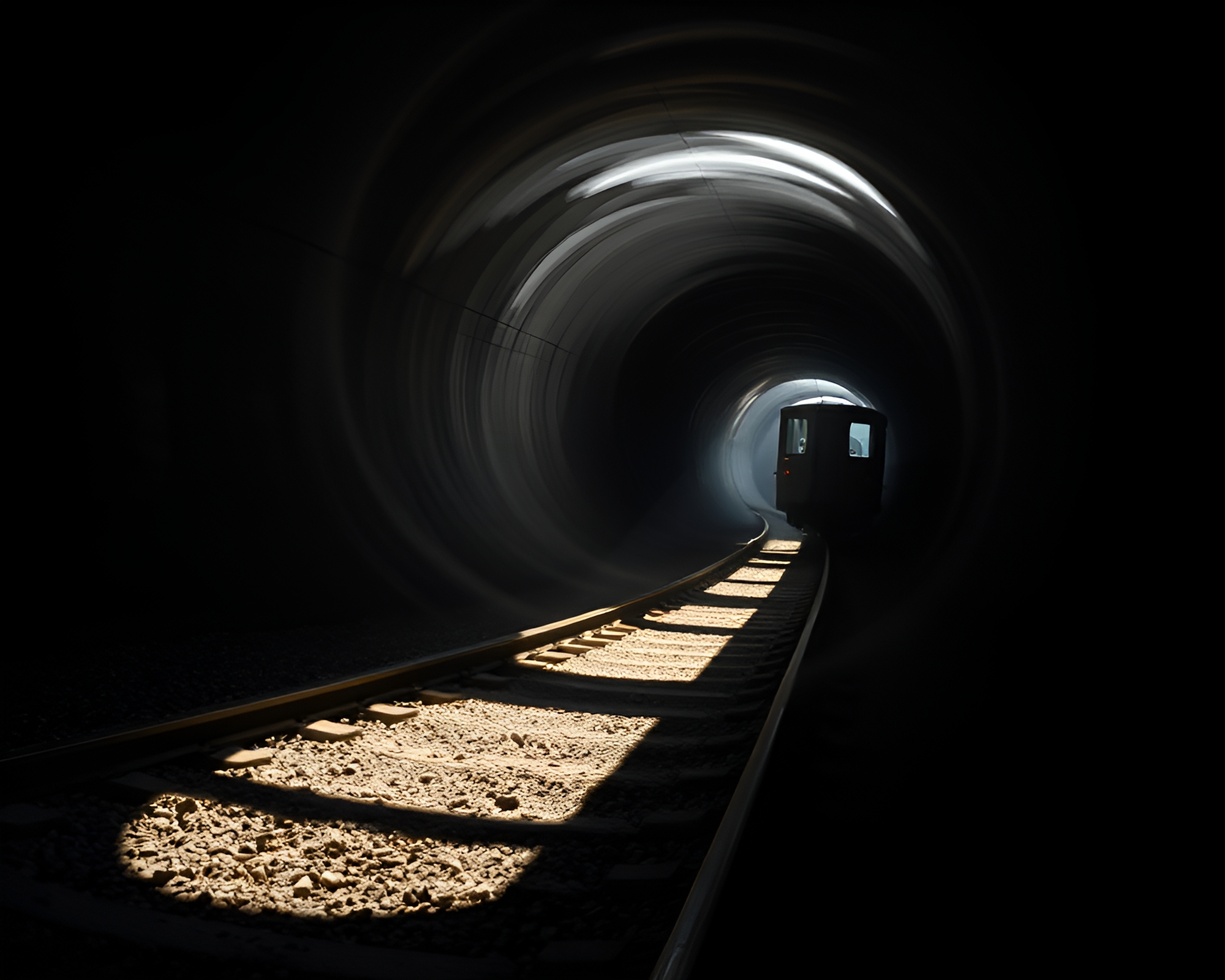Swirling Vortex Train in Shadows Attic – free AI stock image