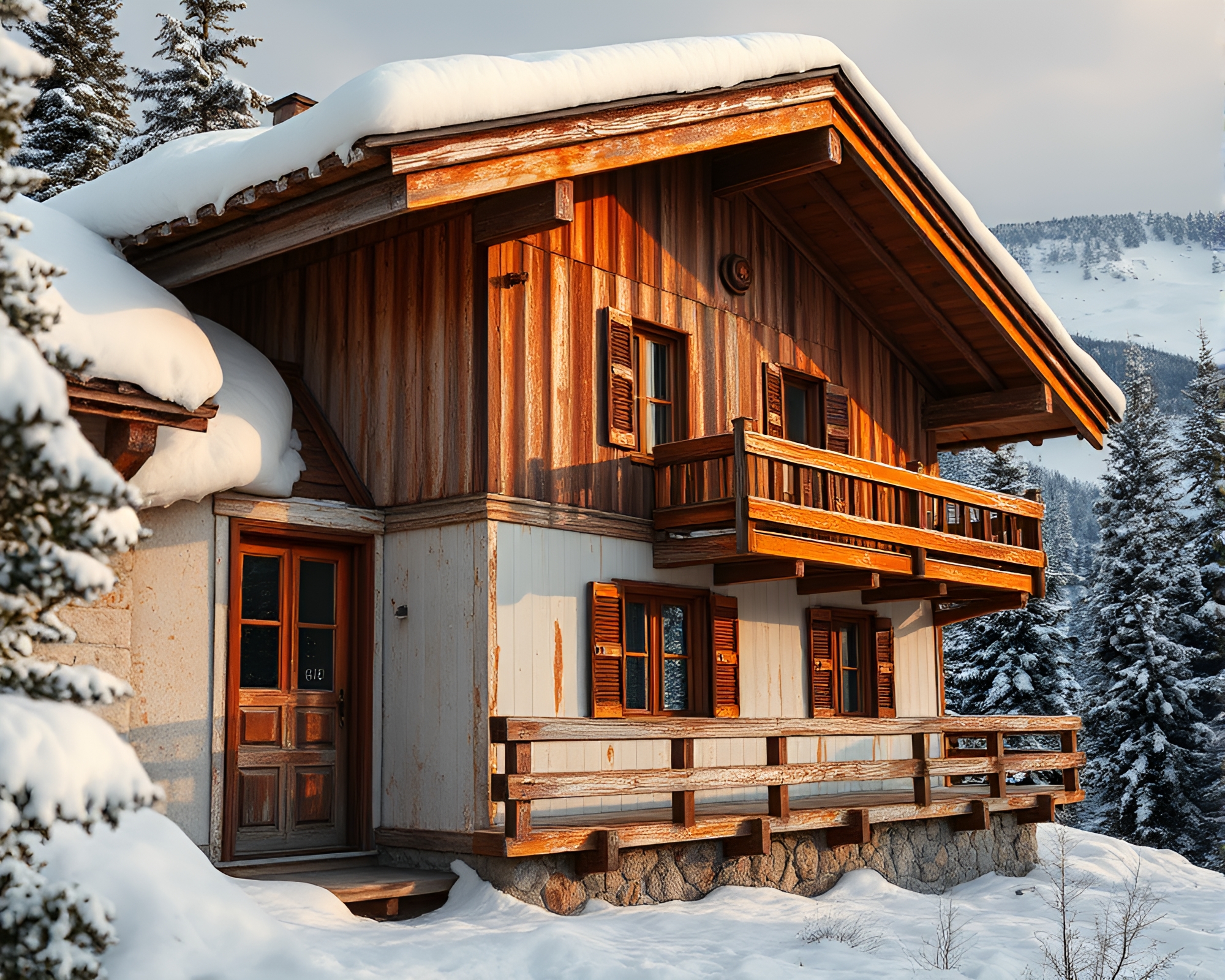 Rust Patina Magic at Alpine Chalet – free AI stock image