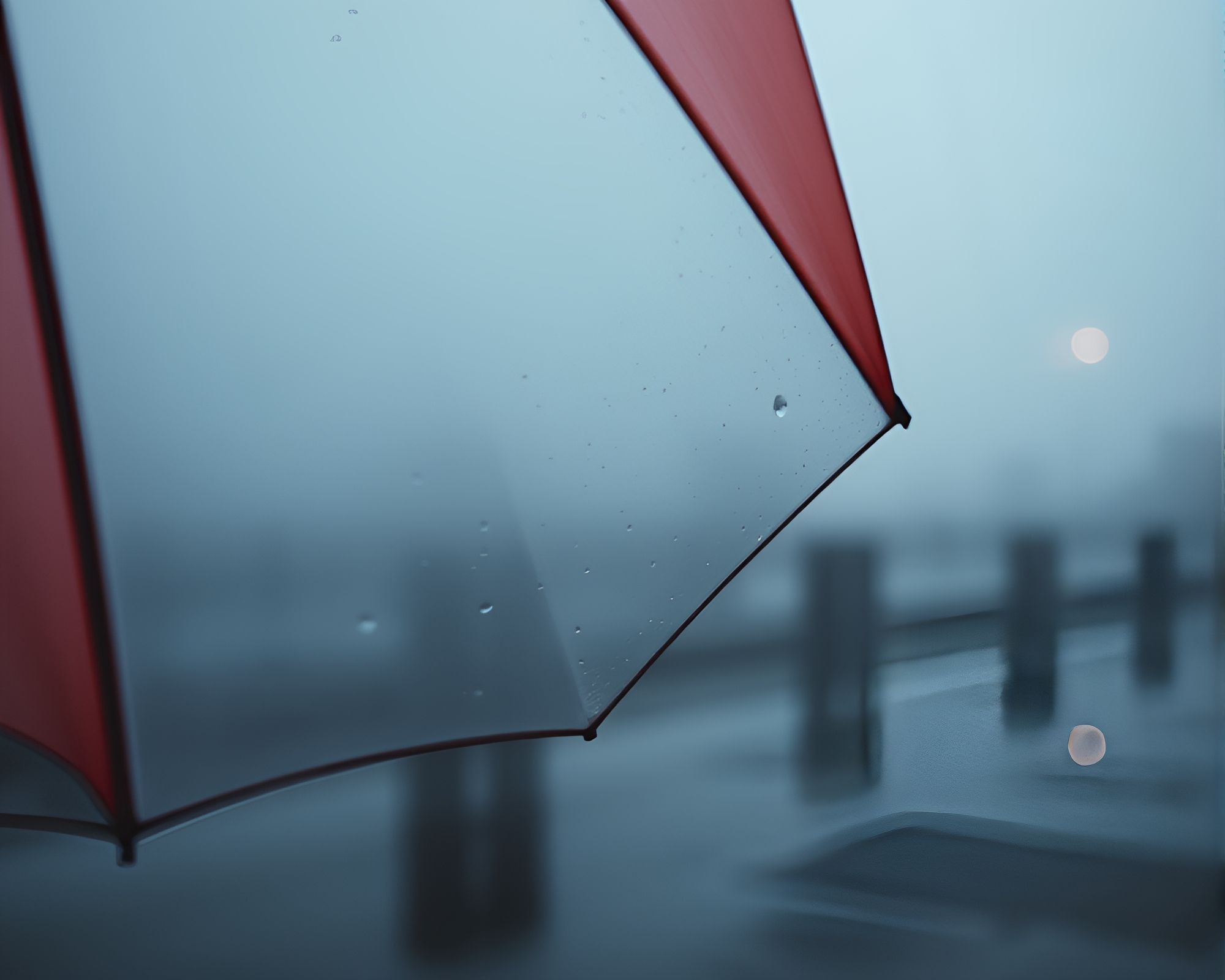 Fragmented Umbrella Reflection in Enshrouded Mist – free AI stock image