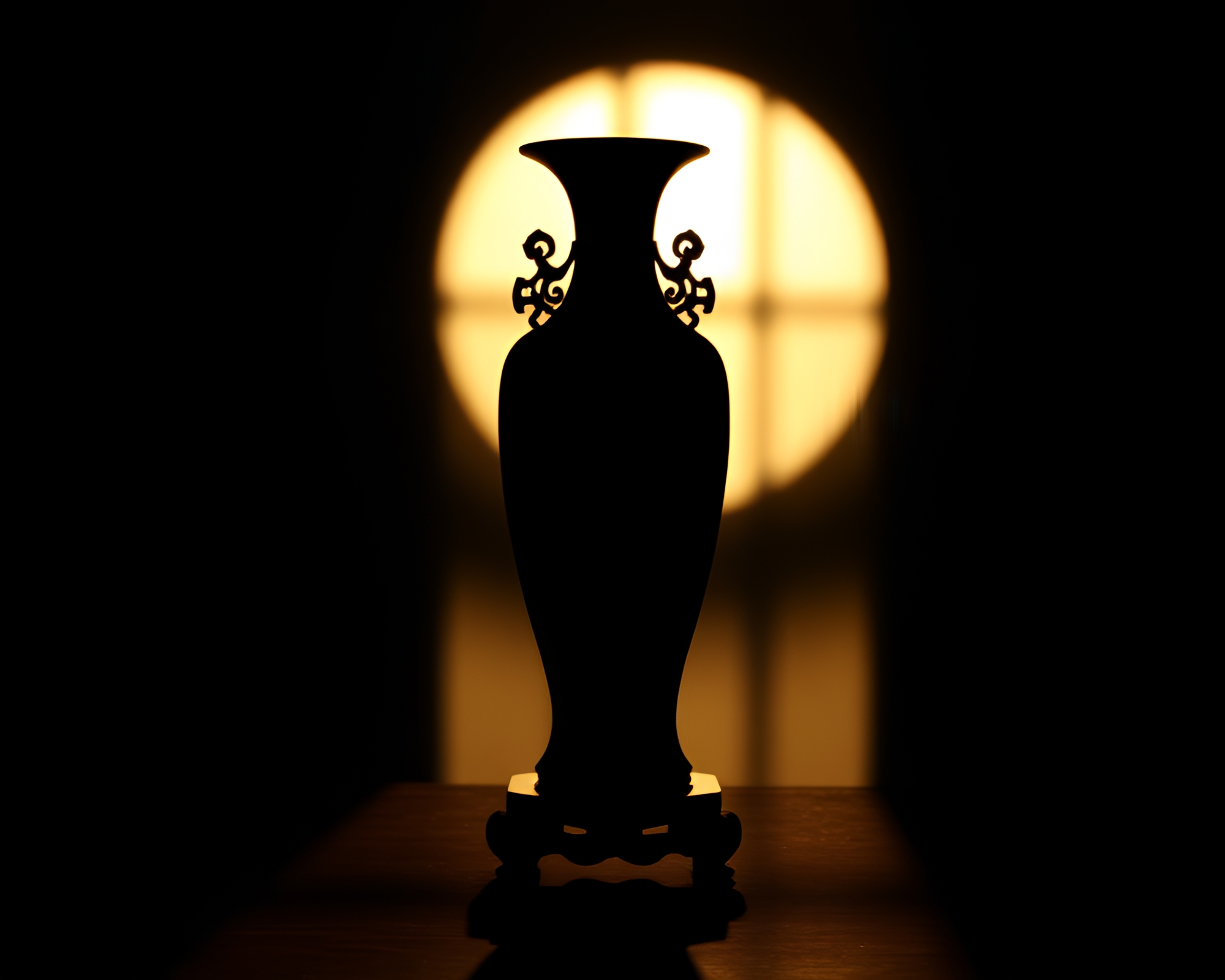 Cloisonné Vase Shadow Silhouette Photography – free AI stock image