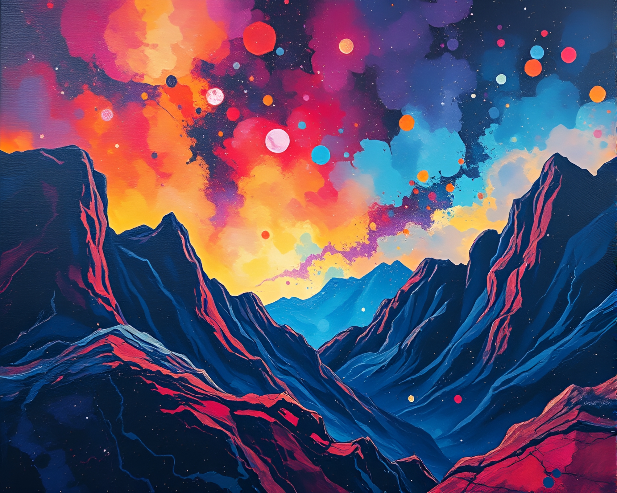 Glitchy Parallel Universe Tempera Composition – free AI stock image