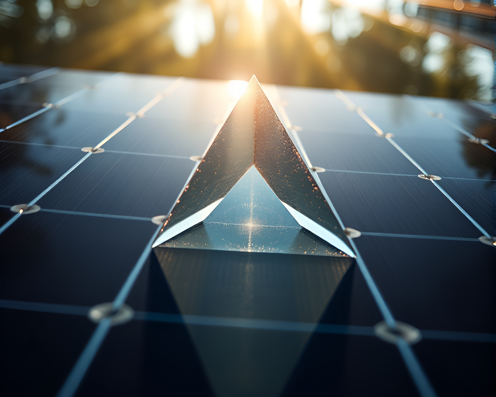 Dutch Angle Solar Panel Array Prism Refraction Origami – free AI stock image