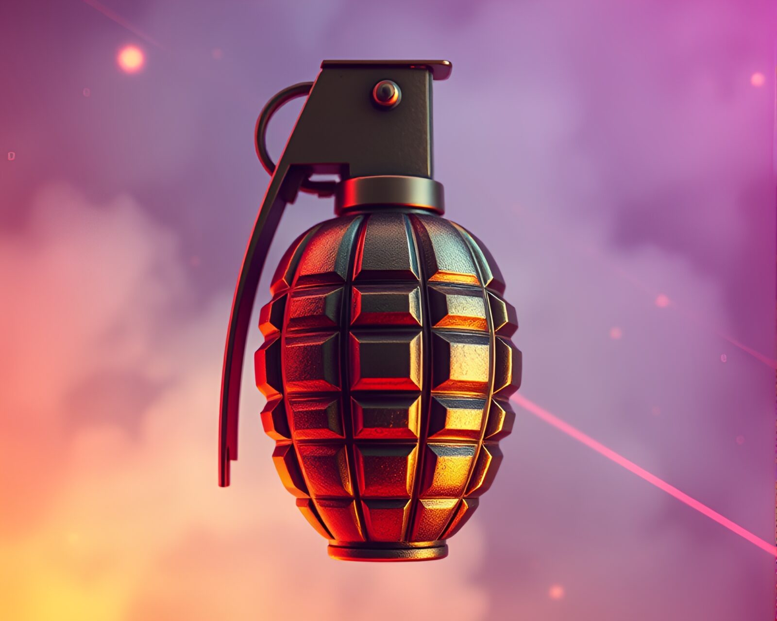 Bronze sheen vaporwave artwork featuring antimatter grenade.