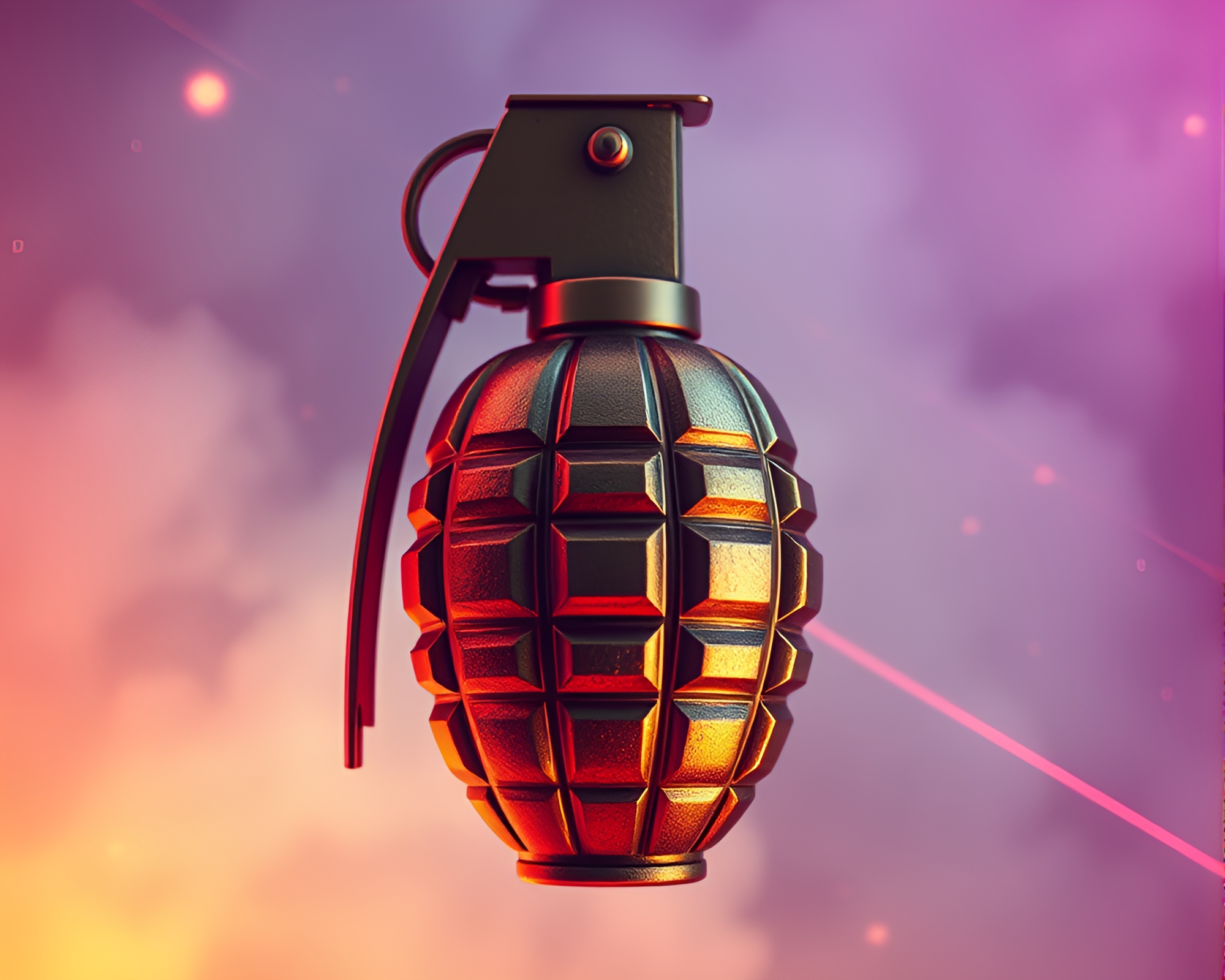 Vaporwave Antimatter Grenade Bronze Sculpture – free AI stock image