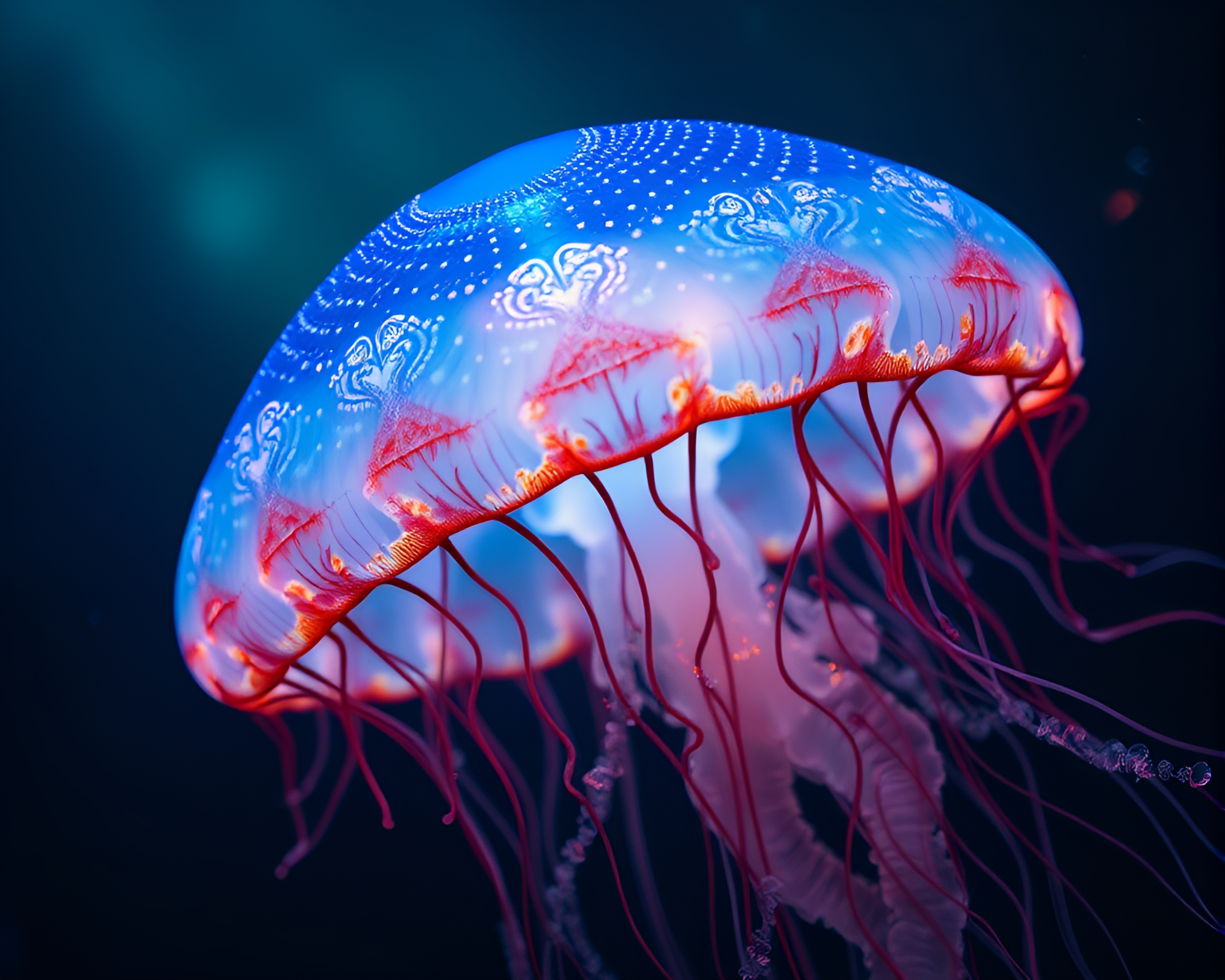 Bioluminescent Jellyfish Dance in Aurora Hues – free AI stock image