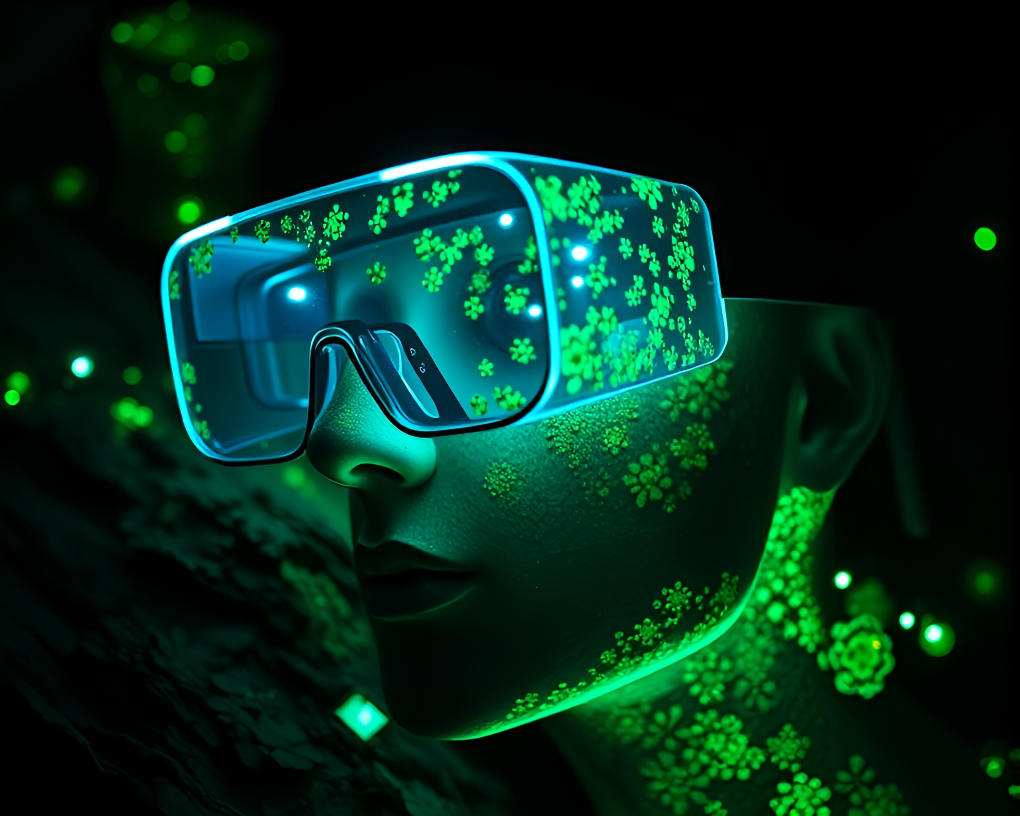 Lichen Bioluminescence Enhanced by Augmented Reality Glasses – free AI stock image
