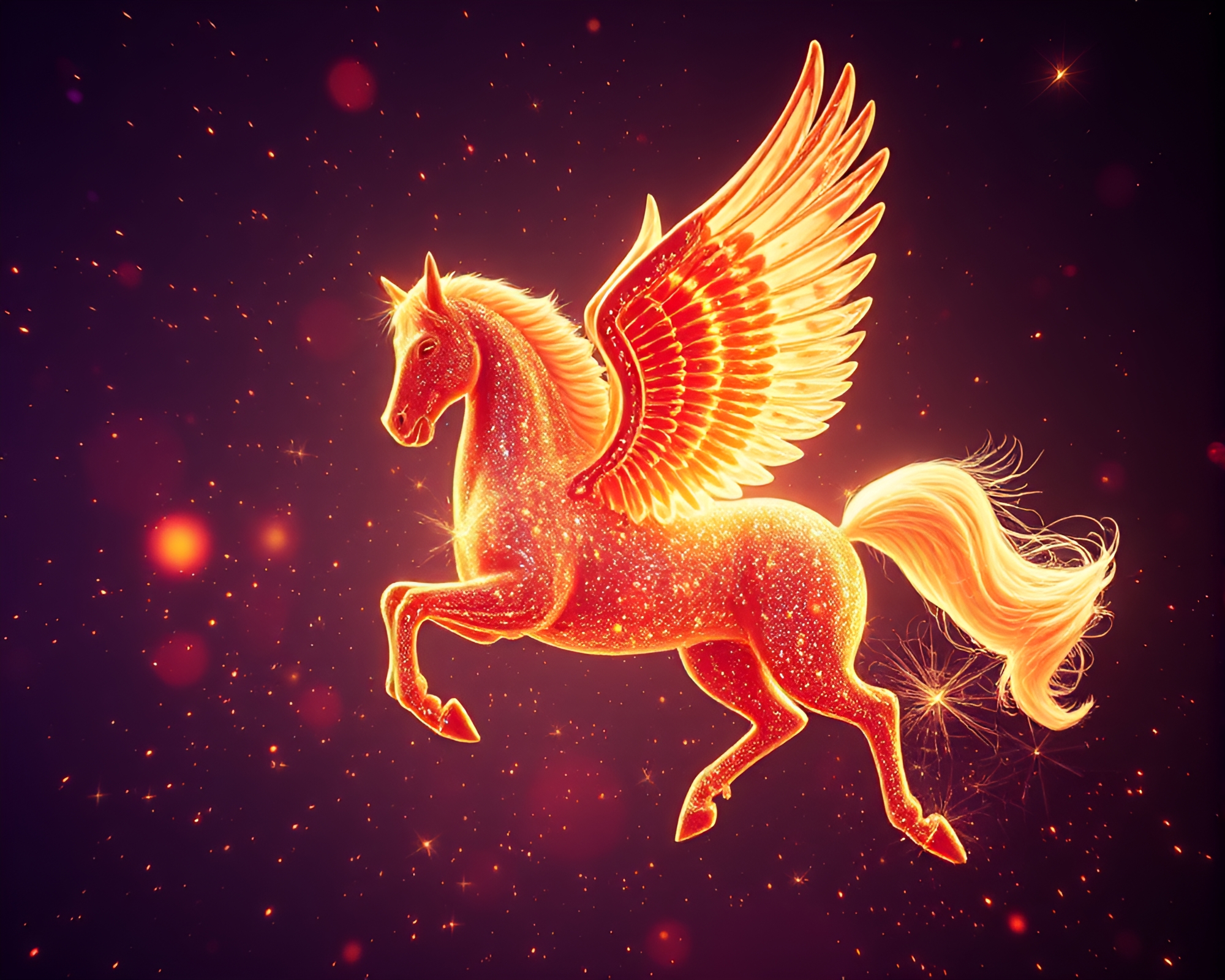Sparkling Pegasus in Fiber Optics Galaxy – free AI stock image