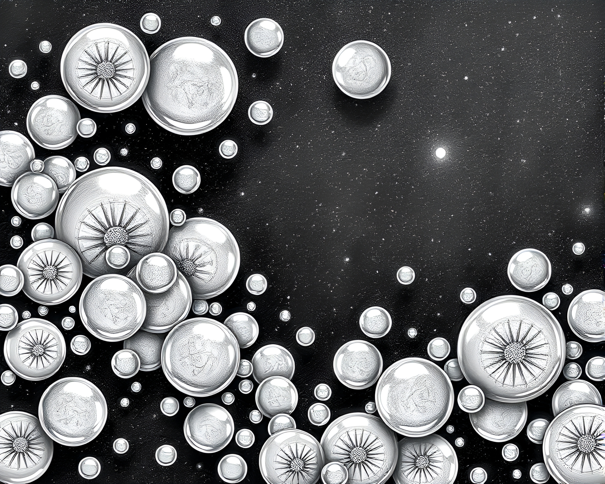 Ancient Scroll Unfolding Bubble Clusters in Graphite Gray – free AI stock image