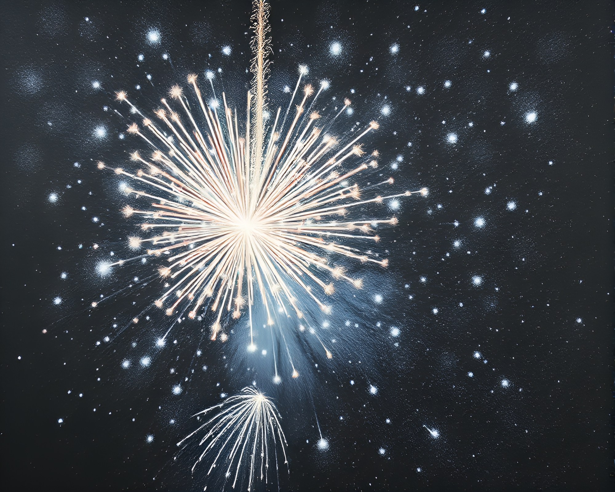 Snow-Kissed Chandelier Fireworks Burst – free AI stock image