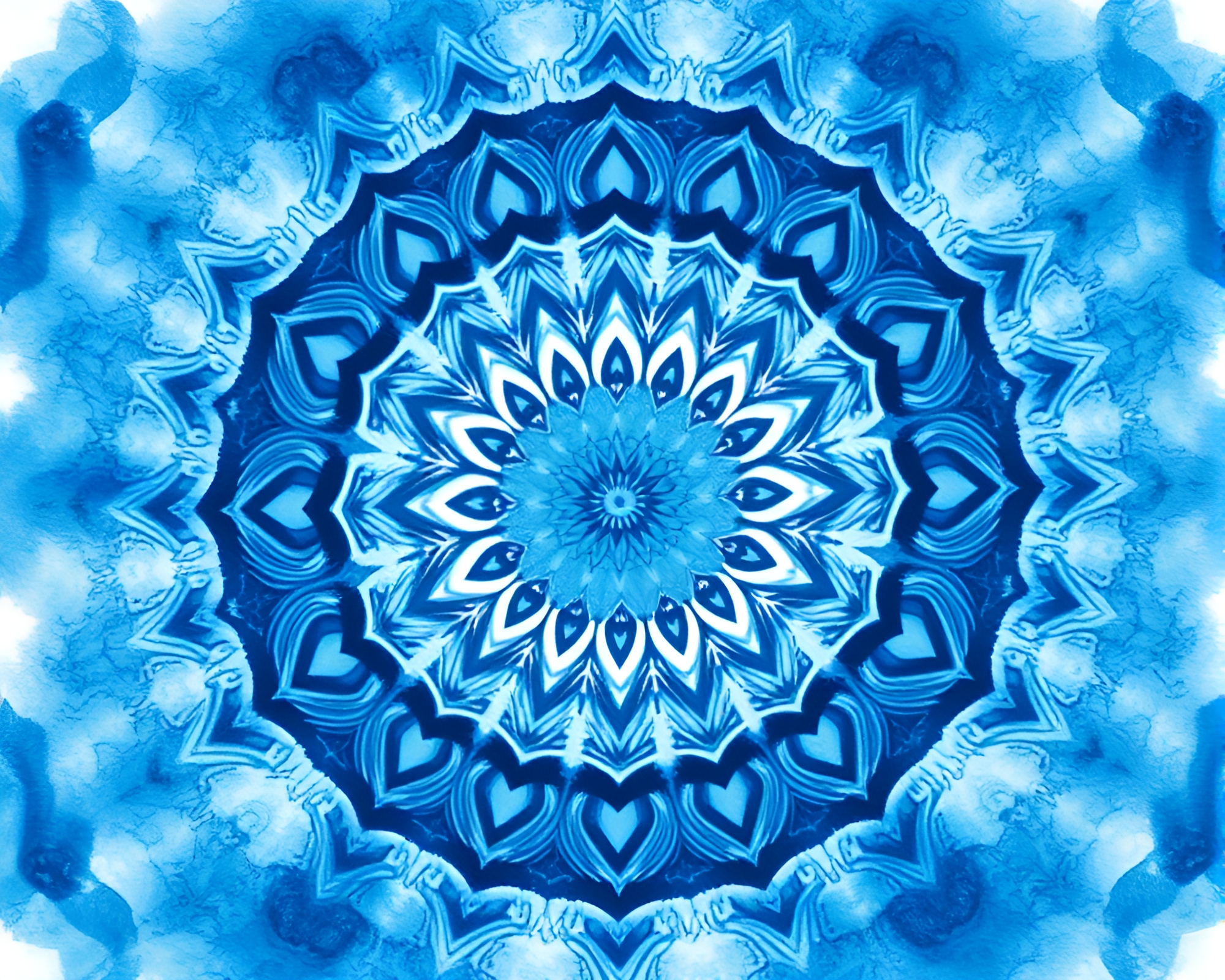 Fluid Arctic Mandala in Blue Motion – free AI stock image