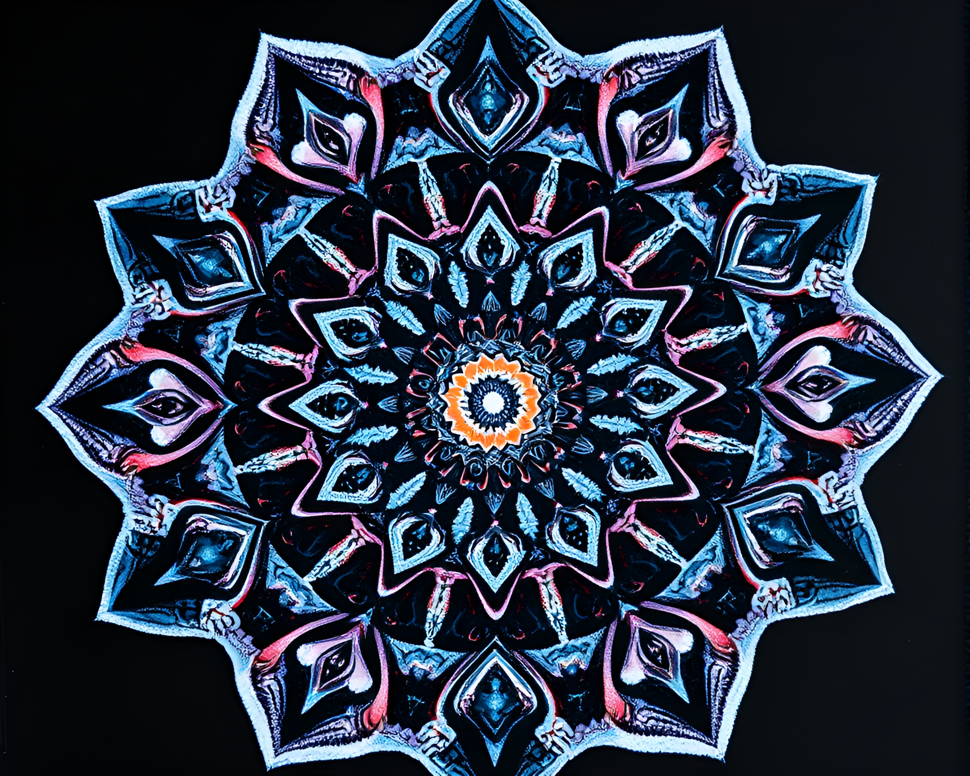 Mandala Mirror Symmetry in Mystical Tempera Painting – free AI stock image