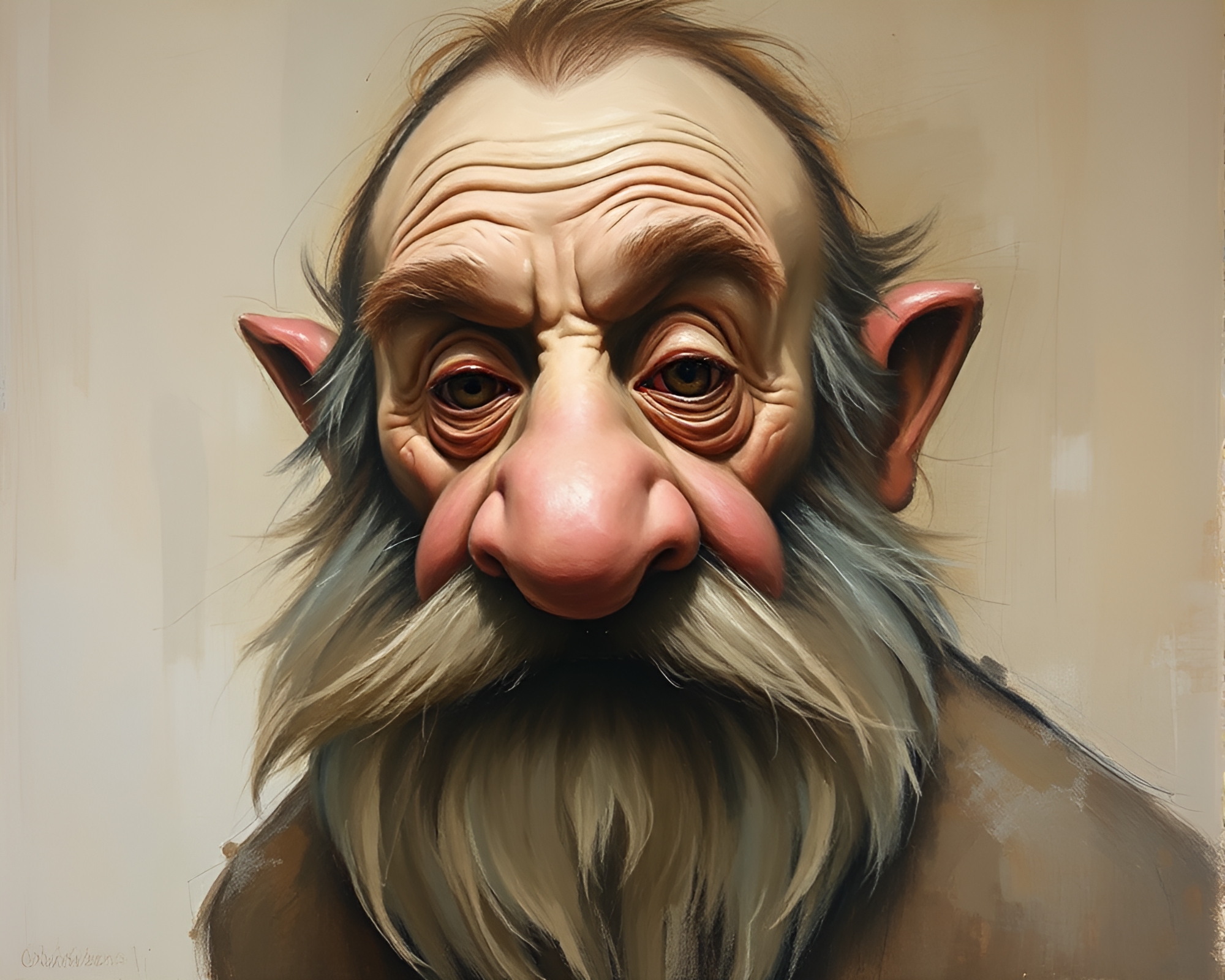 Dwarf Enchantment in Earthy Expressionist Painting – free AI stock image