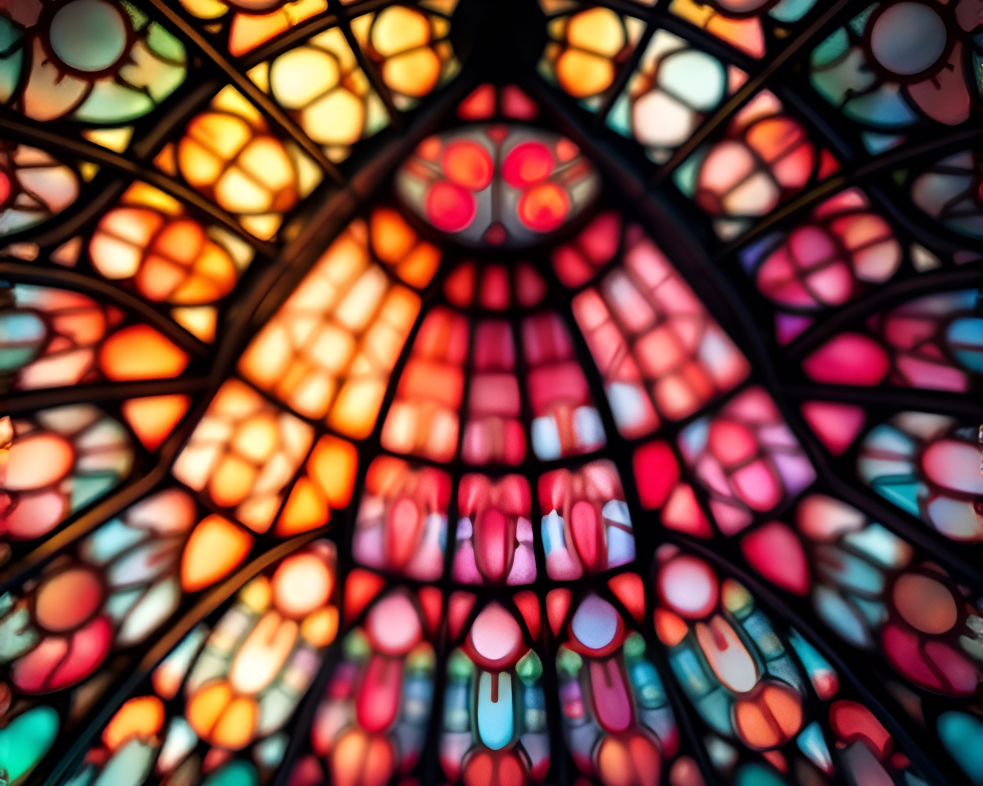 Stained Glass Dome in Dystopian Cityscape – free AI stock image