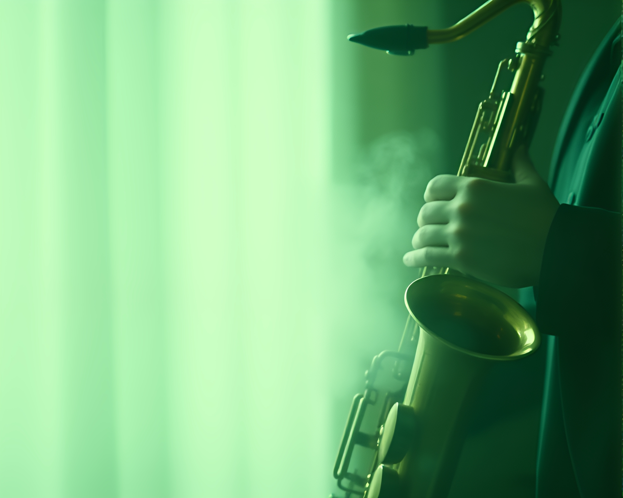 Sultry Saxophone Serenade with Mint Green Overlay – free AI stock image