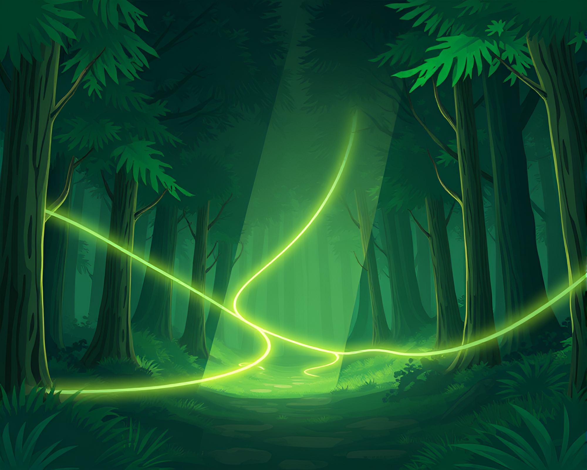 Forest Chimera with Light Trails: Cartoon Composition – free AI stock image