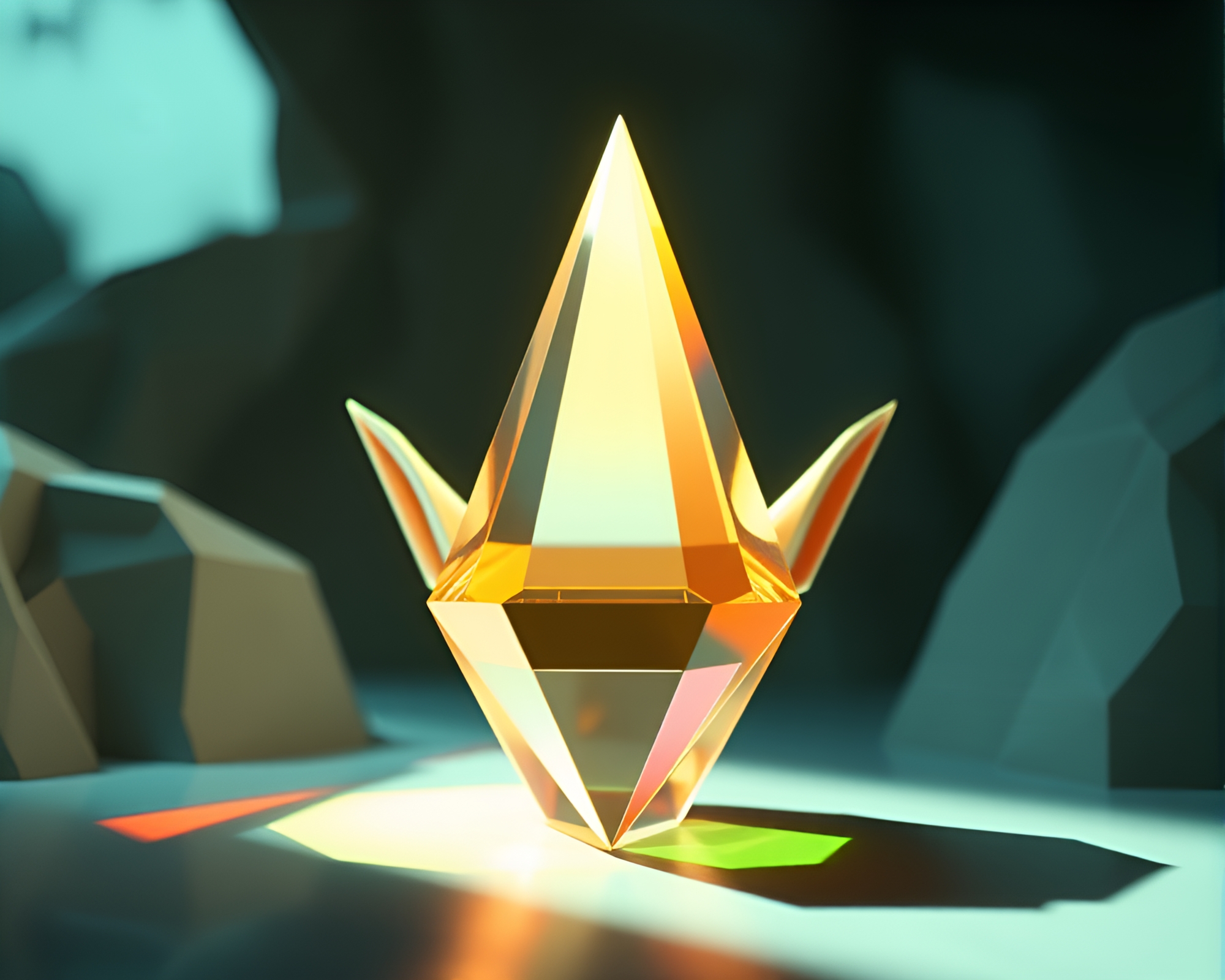 Prismatic Elf in Low-Poly 3D Refraction Art – free AI stock image