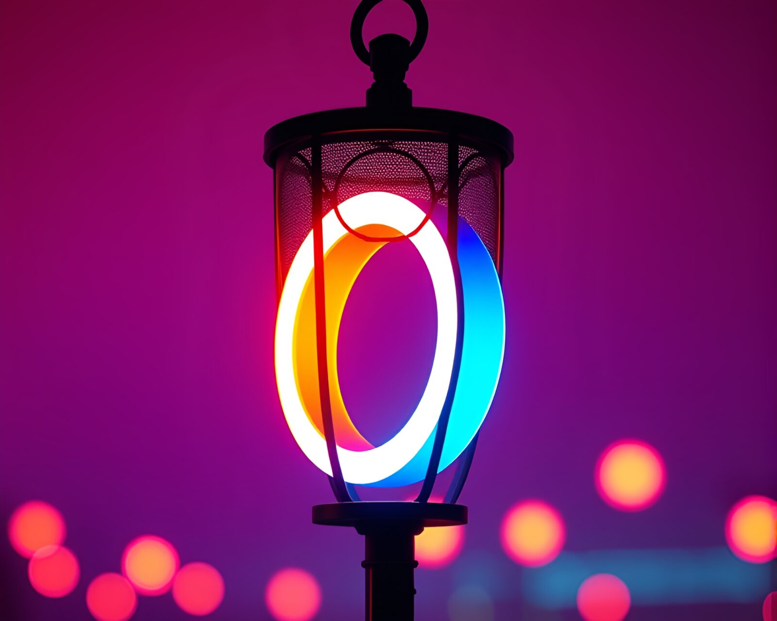 Colorful flat design composition of ring under streetlamp