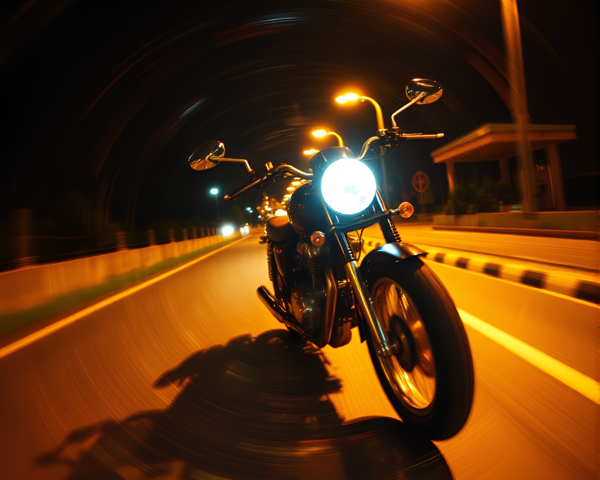Surreal Lens Distorted Motorcycle Artwork – free AI stock image