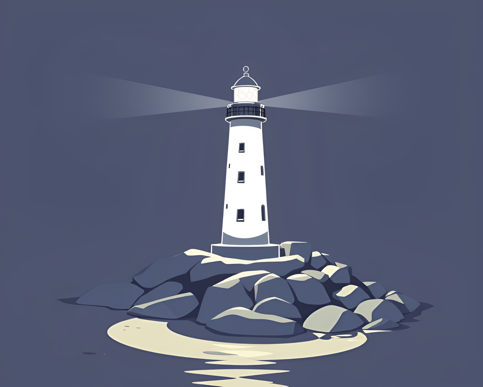Cartoon Lighthouse Casting Stencil Shadows with Glossy Highlights – free AI stock image