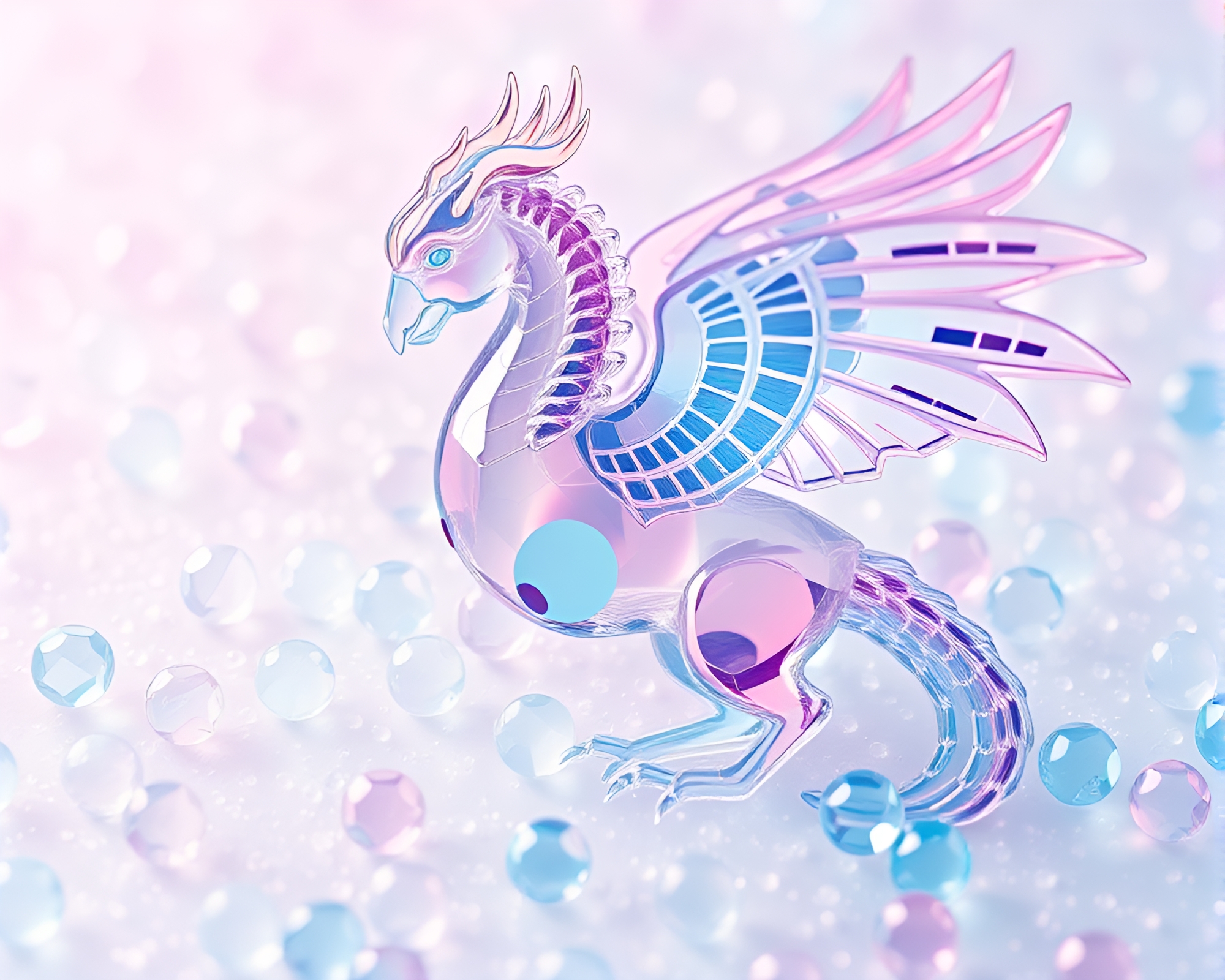 Enchanted Gryphon in Pastel Maximalist Glass Beads – free AI stock image