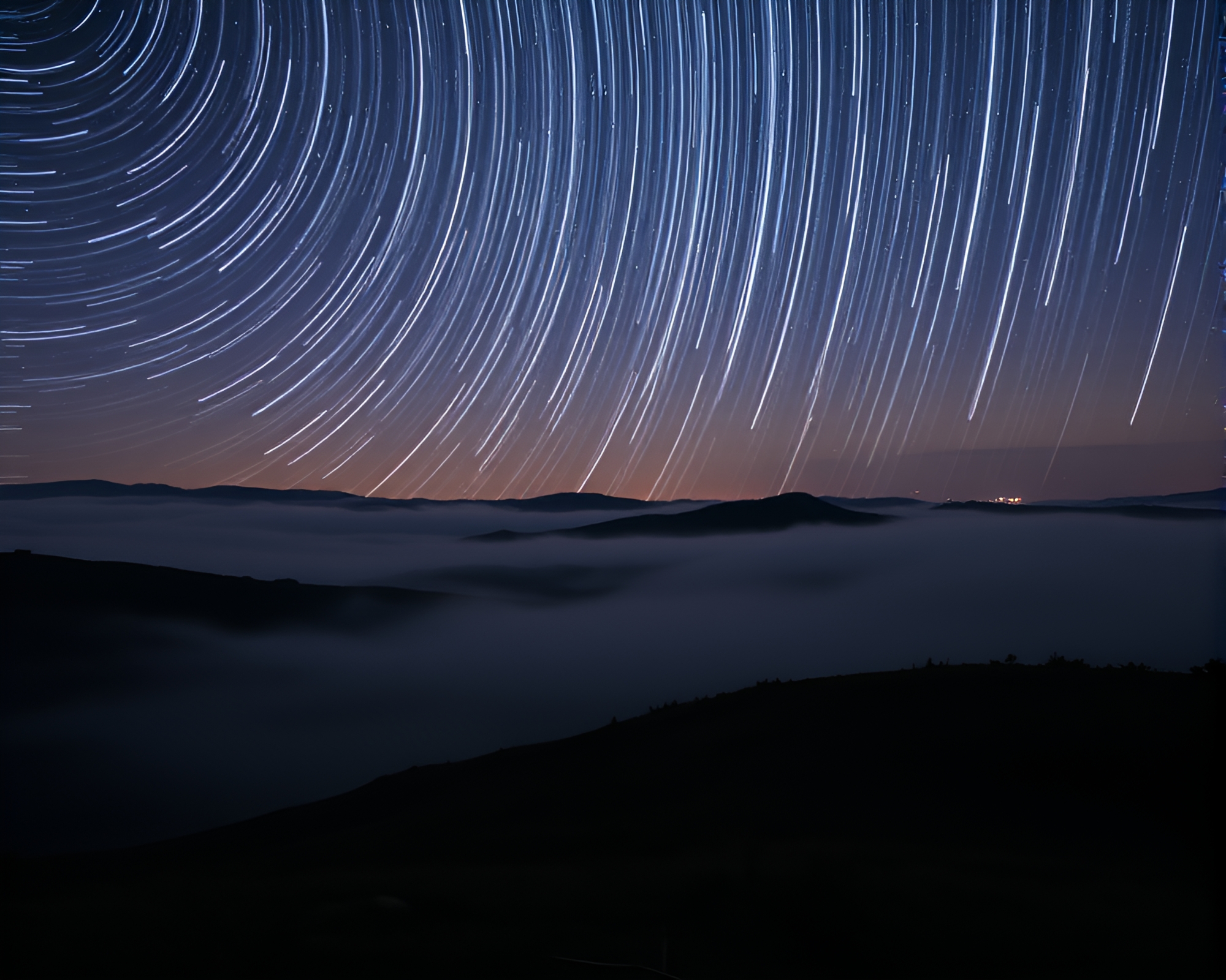 Dawn Mist Microscope Discovery: Star Trails Procedurally Generated – free AI stock image