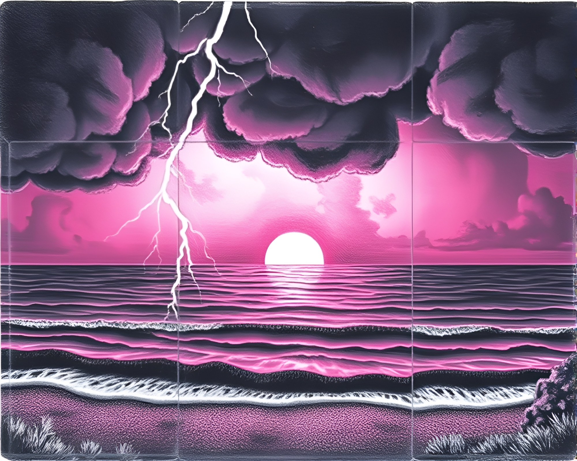 Hexagonal Tiling Thunderstorm at Sunrise – free AI stock image