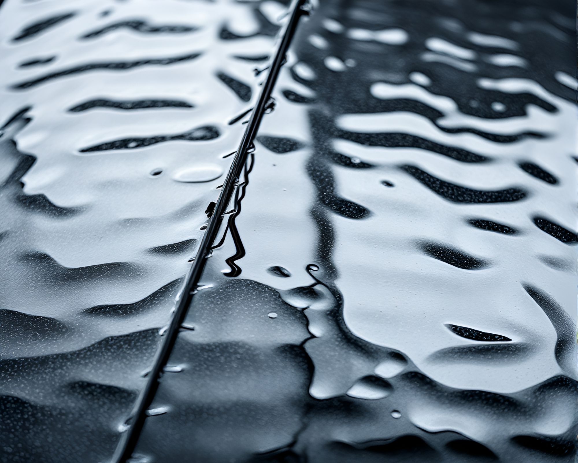 Umbrella Water Reflection Ripples Metallic Scene – free AI stock image