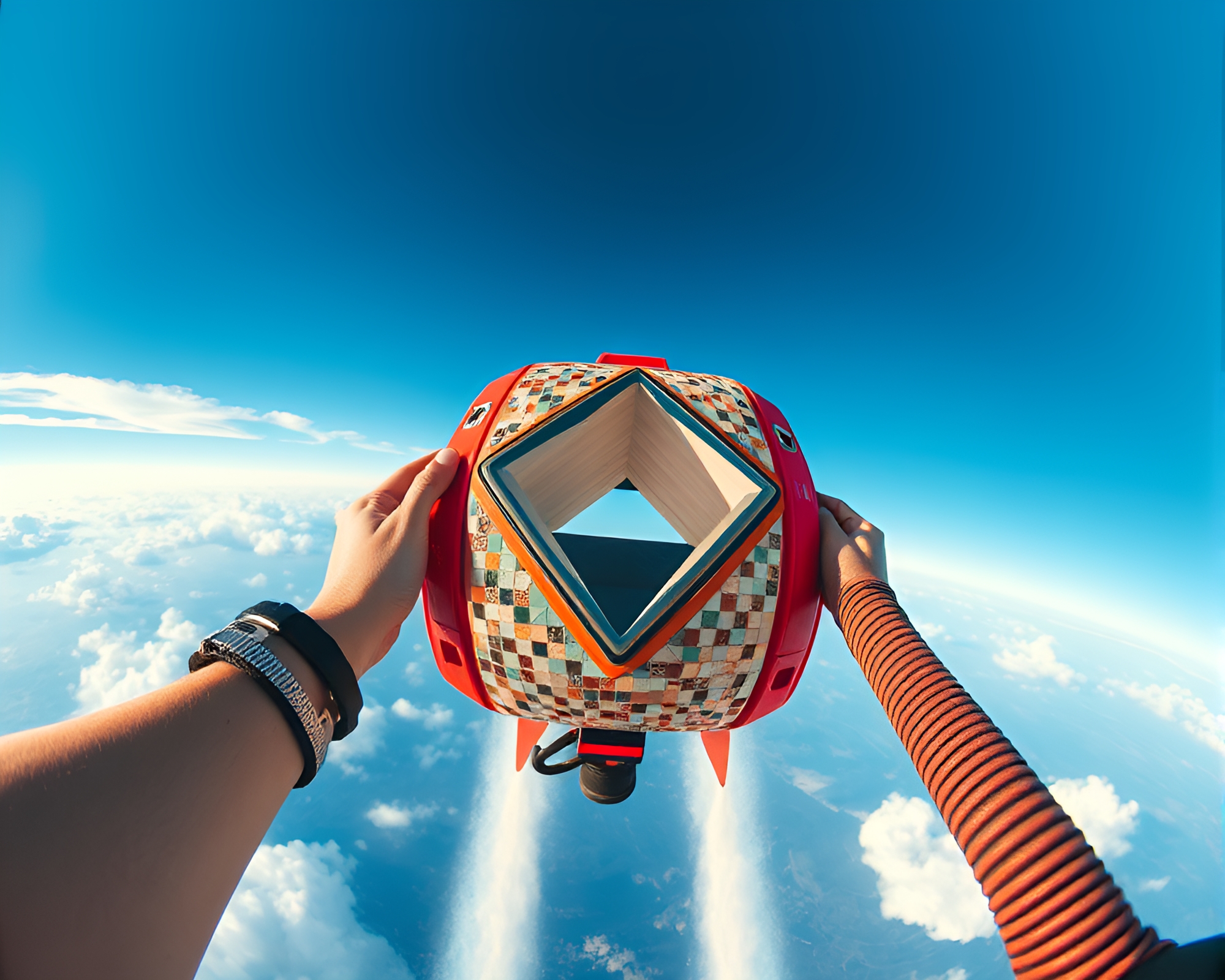 Jetpack Prism Mosaic in Wide-Angle Splendor – free AI stock image