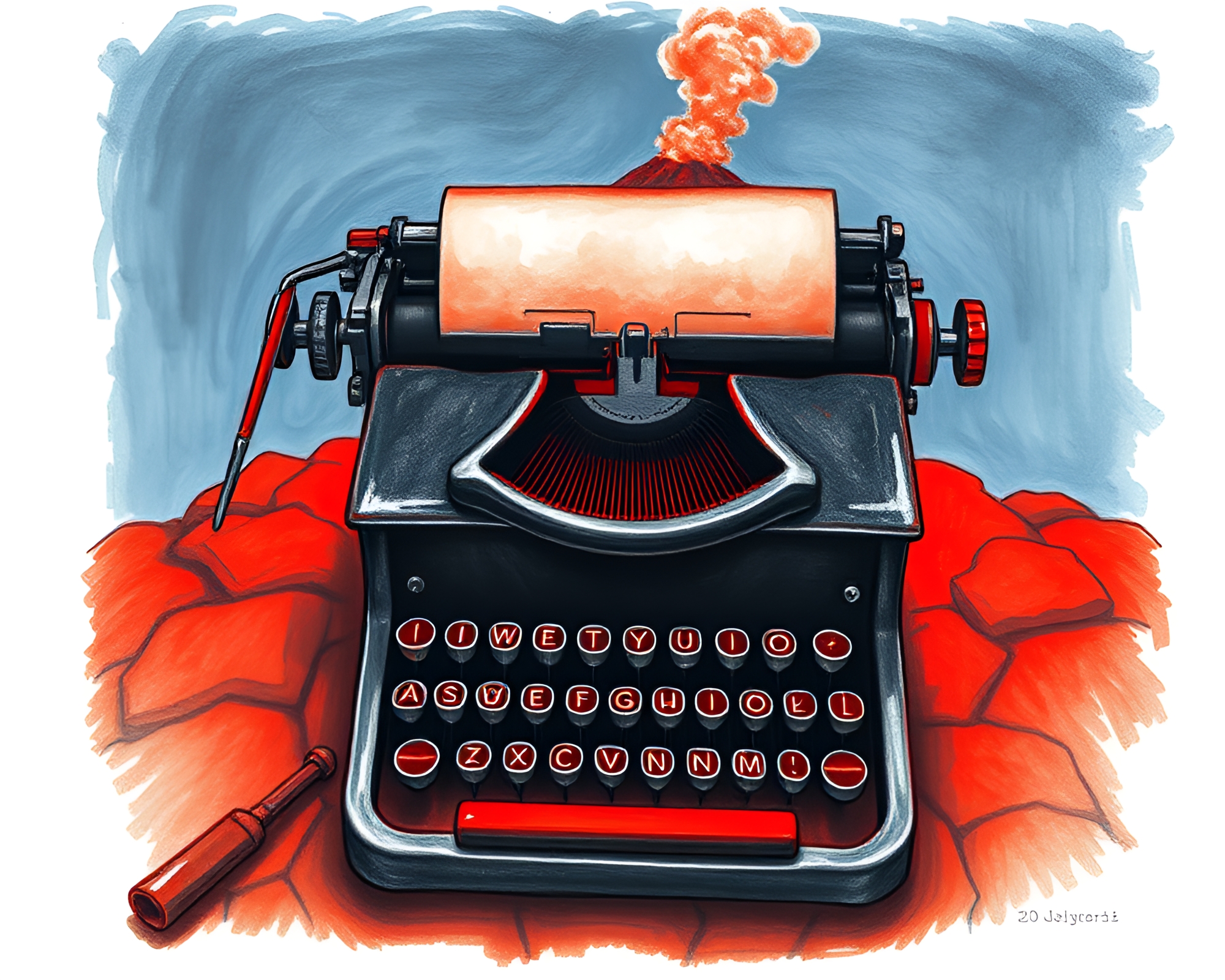 Exquisite Conté Crayon Antique Typewriter Composition – free AI stock image