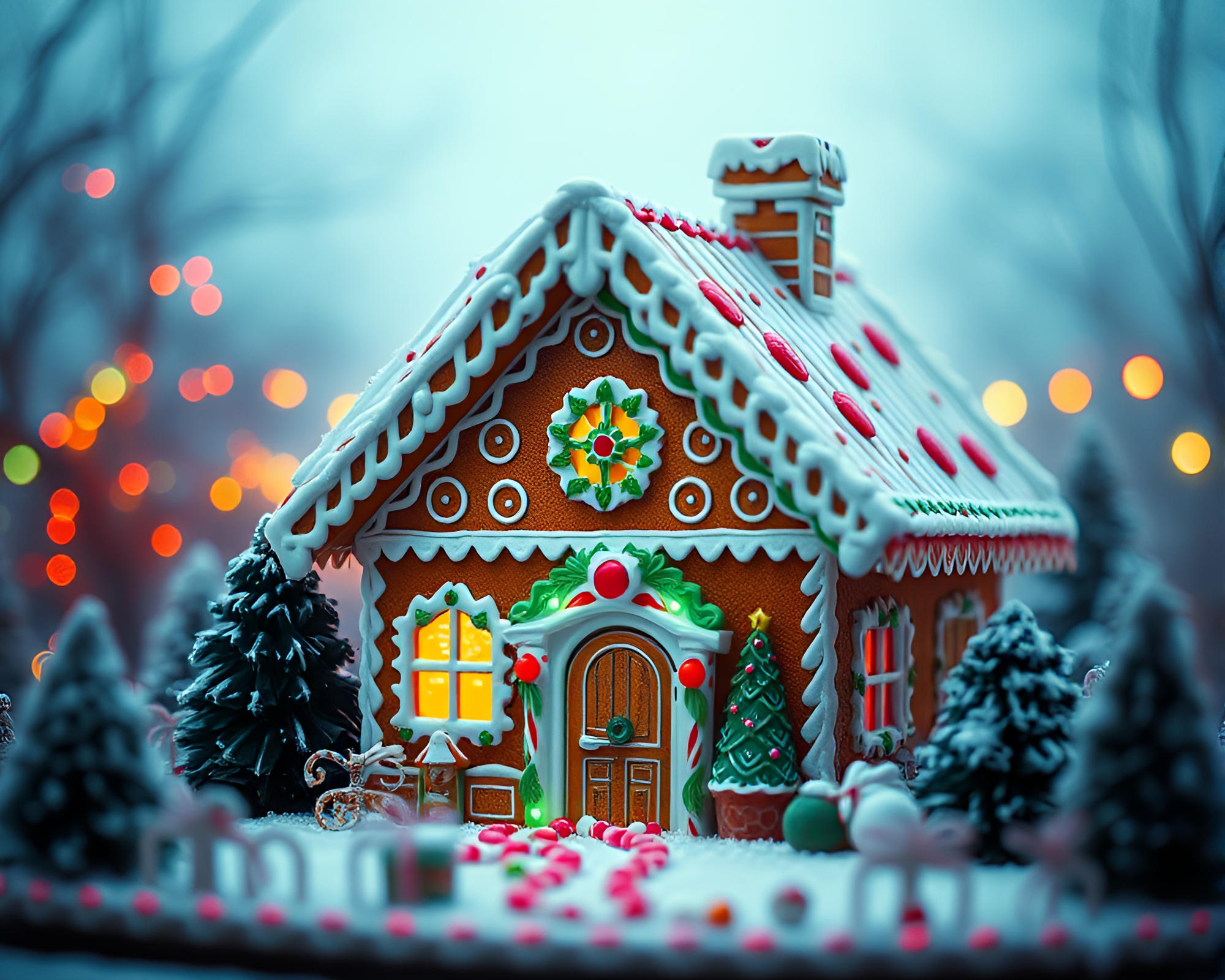 Retro Gingerbread House Cinemagraph Texture Overlay – free AI stock image