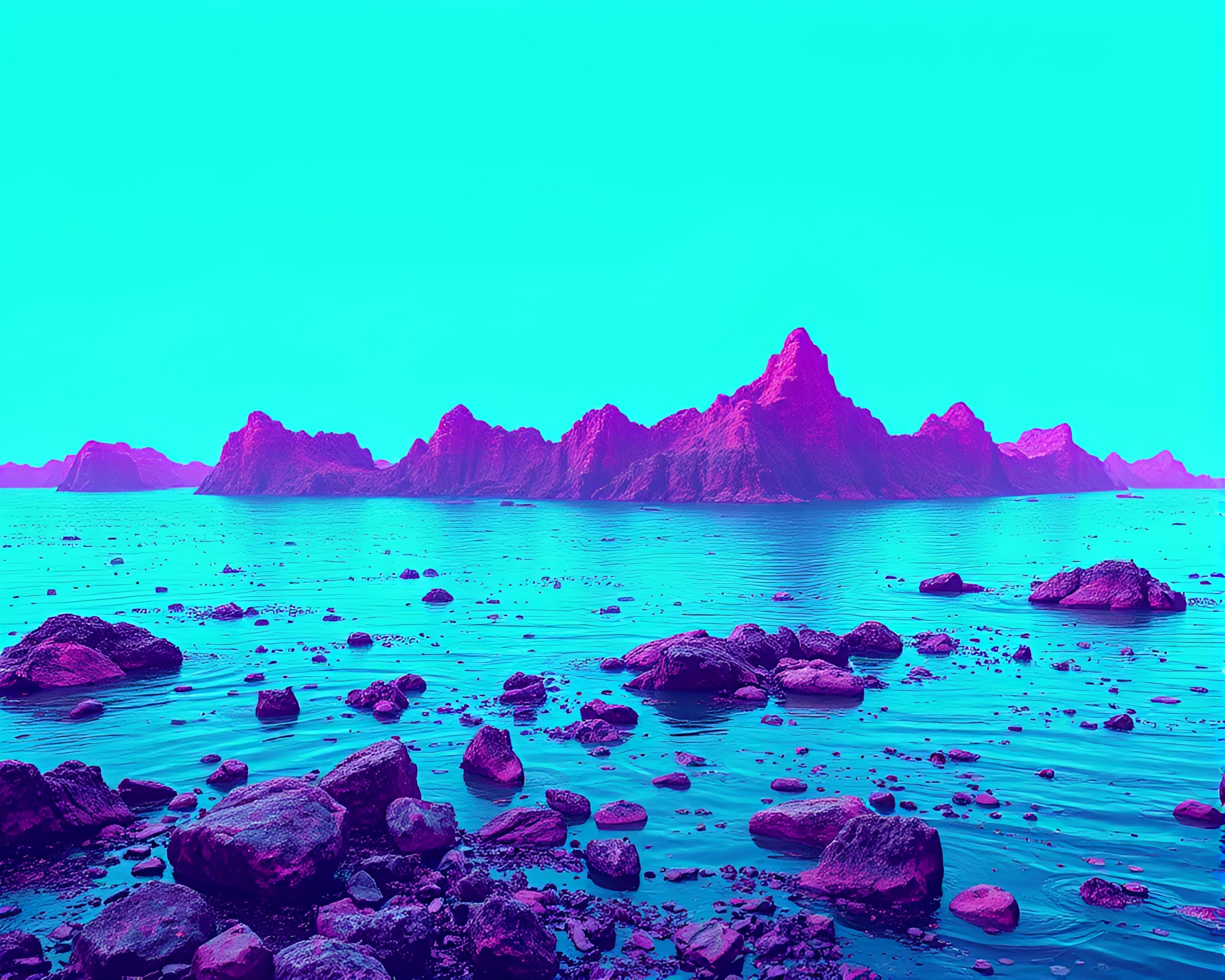 Lovecraftian Horror: Turquoise Glitch Madness – free AI stock image