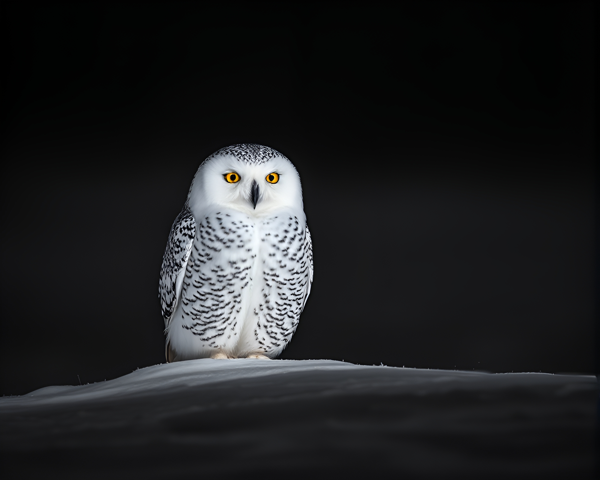 Fiber Optics Illuminated Snowy Owl in Polar Twilight – free AI stock image