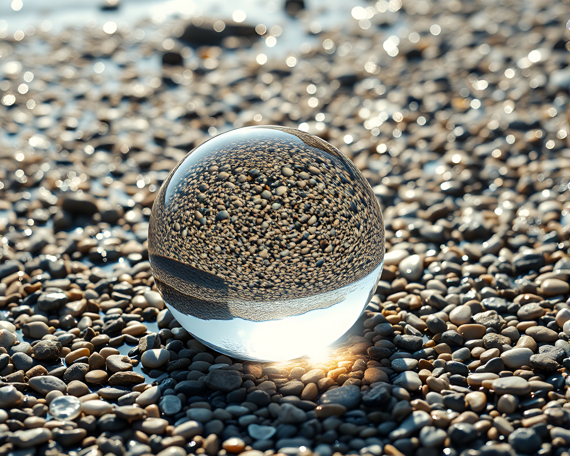 Prismatic Pebble Beach Ambient Refraction – free AI stock image