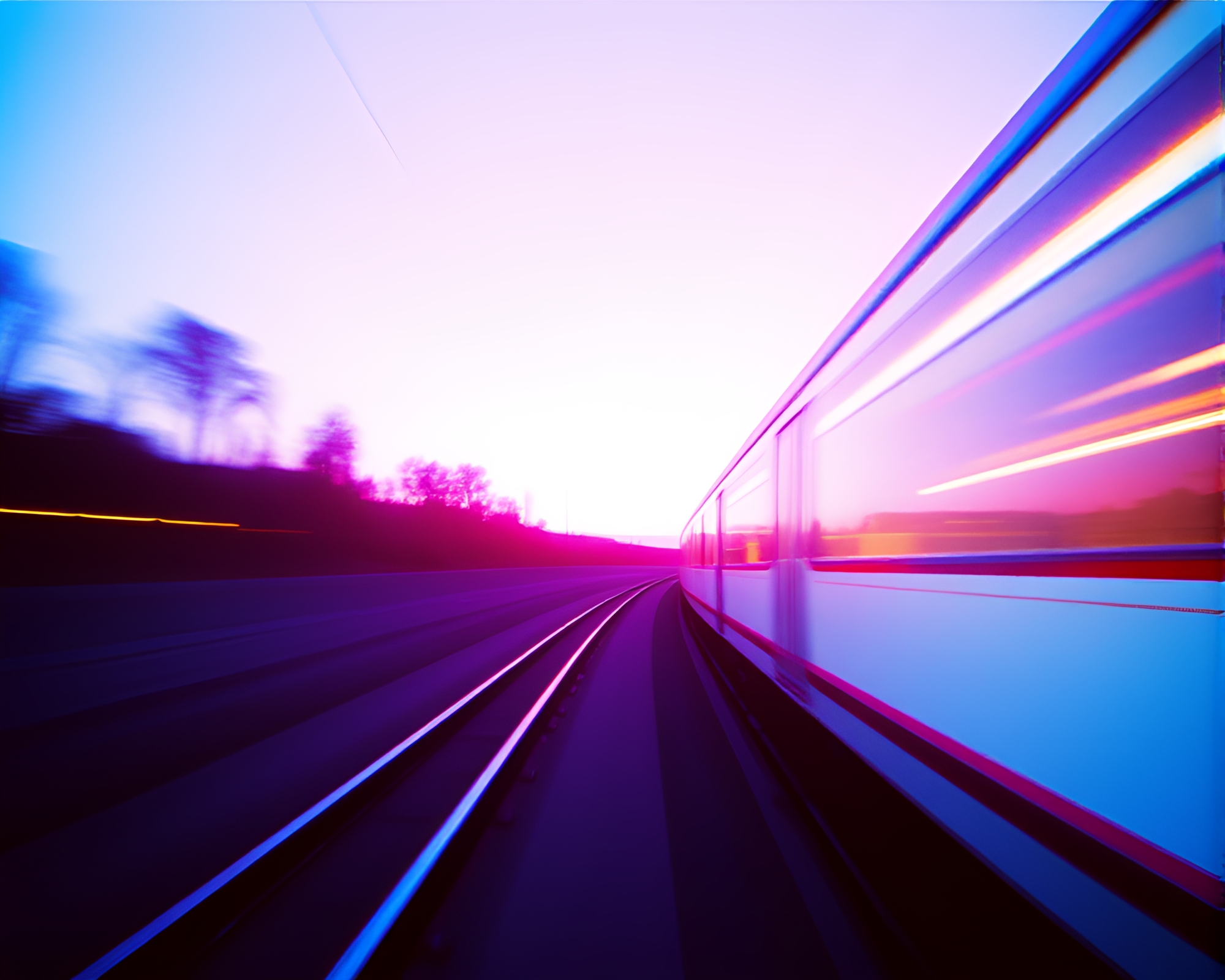 Surreal Monorail Through Pastel Lens Distortion – free AI stock image