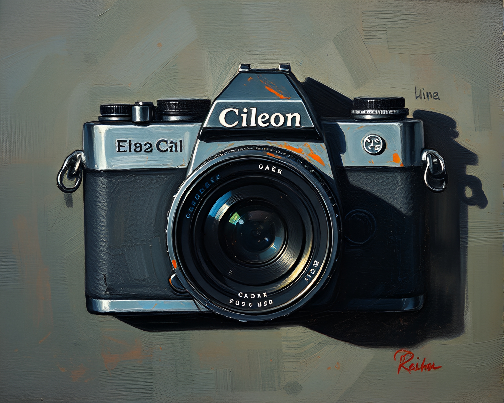 Scratchy Camera Obscura: Muted Shadows Tempera Painting – free AI stock image