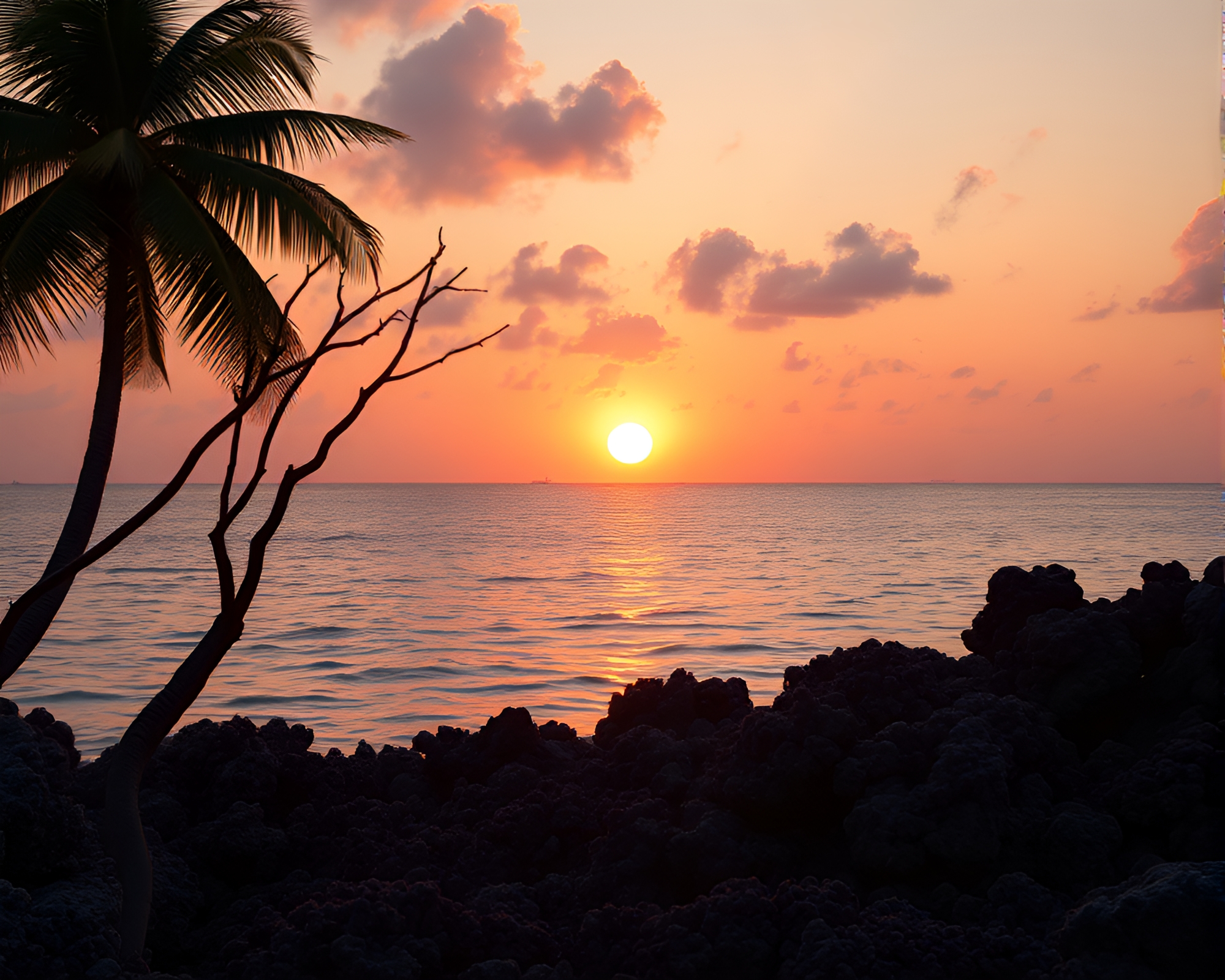 Golden Dusk Coral Atoll Minimalist Design – free AI stock image
